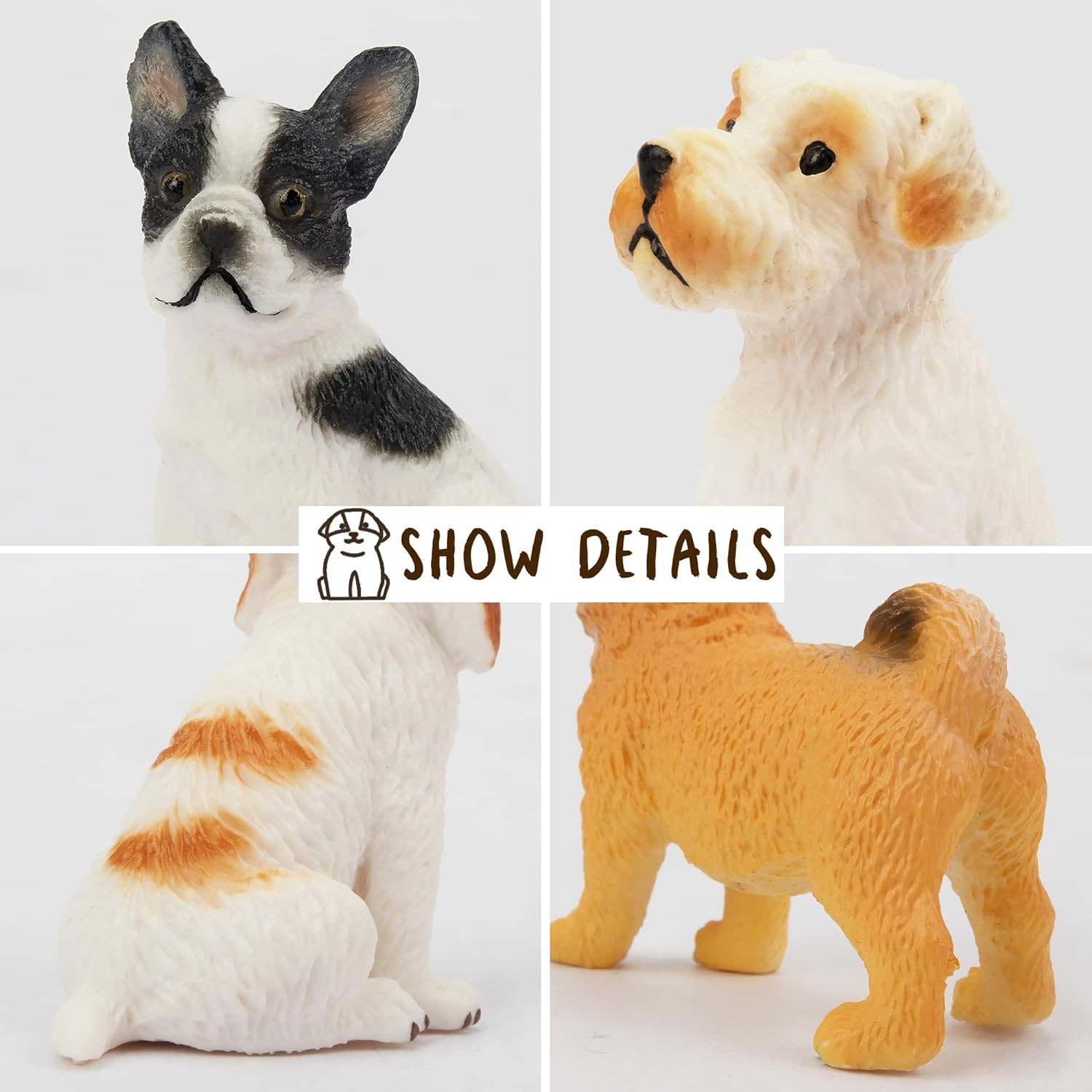 12PCS Mini Dog Figurines Toy Set, Realistic Detailed Plastic Puppy Figures Plays