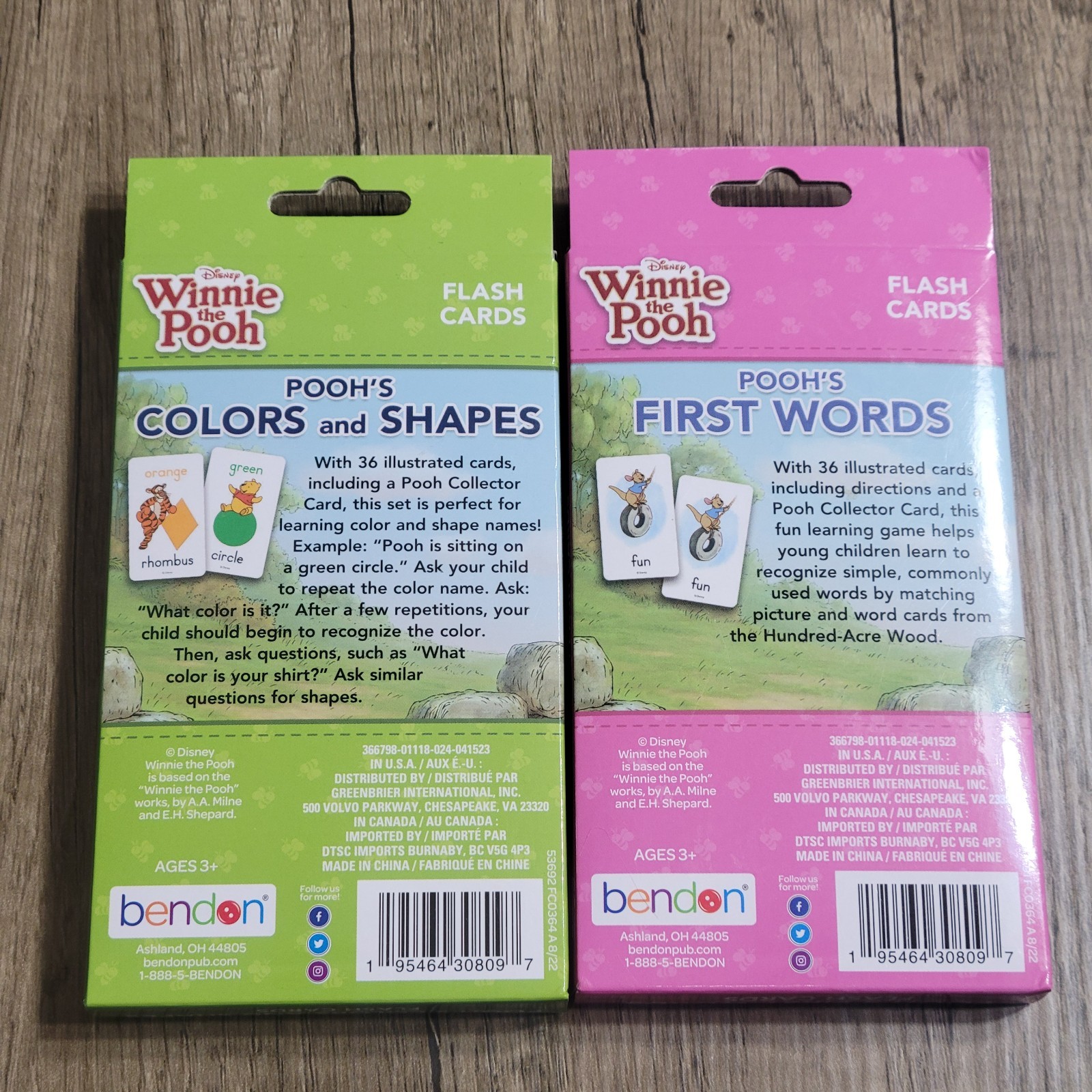 Winnie the Pooh Learning Flash Cards First Words/Colors & Shapes Lot Of 2