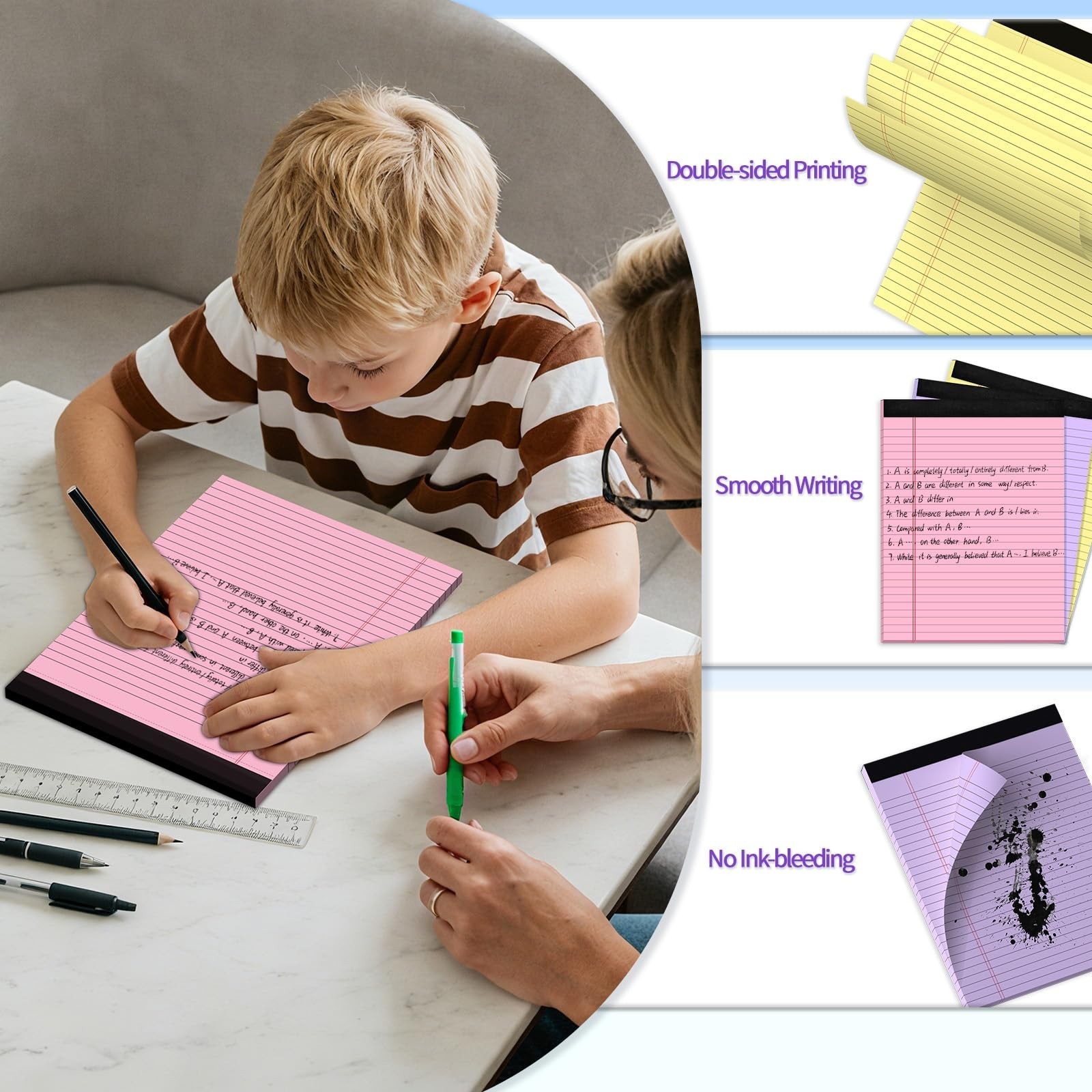 3 pcs Legal Pads 8.5 x 11 Note Pads, Colored Legal Notepads 8.5 x 11, Noteboo…