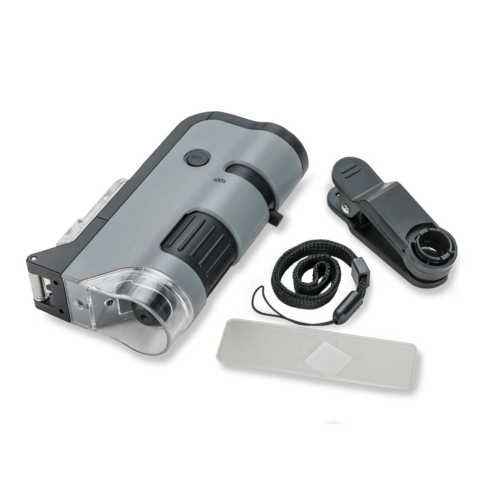 Carson MicroFlip 100x-250x LED/UV Pocket Microscope w/Smartphone Adapter MP-250