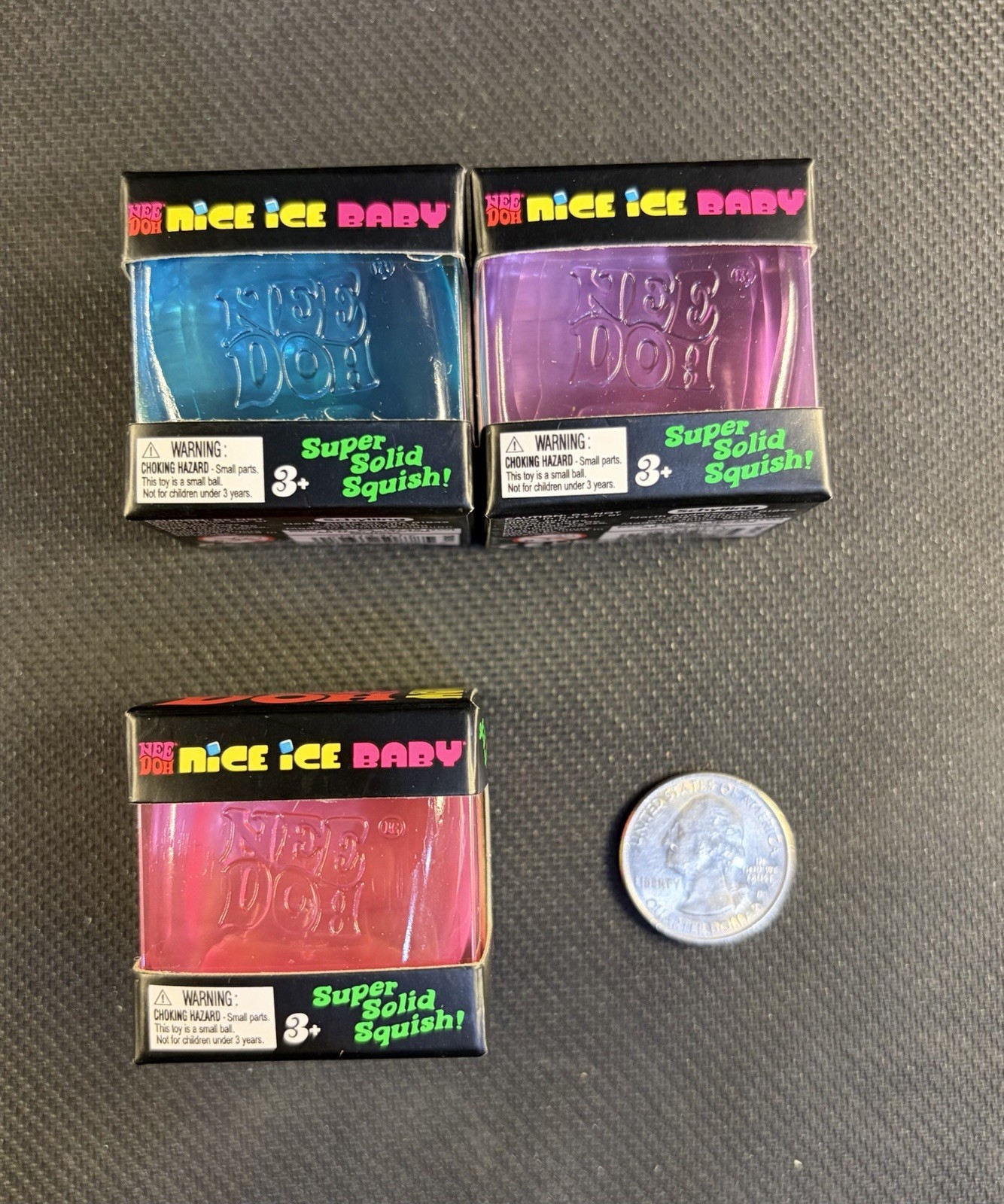 Lot of 3 Needoh NICE ICE BABY mini cube Blue, Pink & Purple- Authentic- NEW- FS
