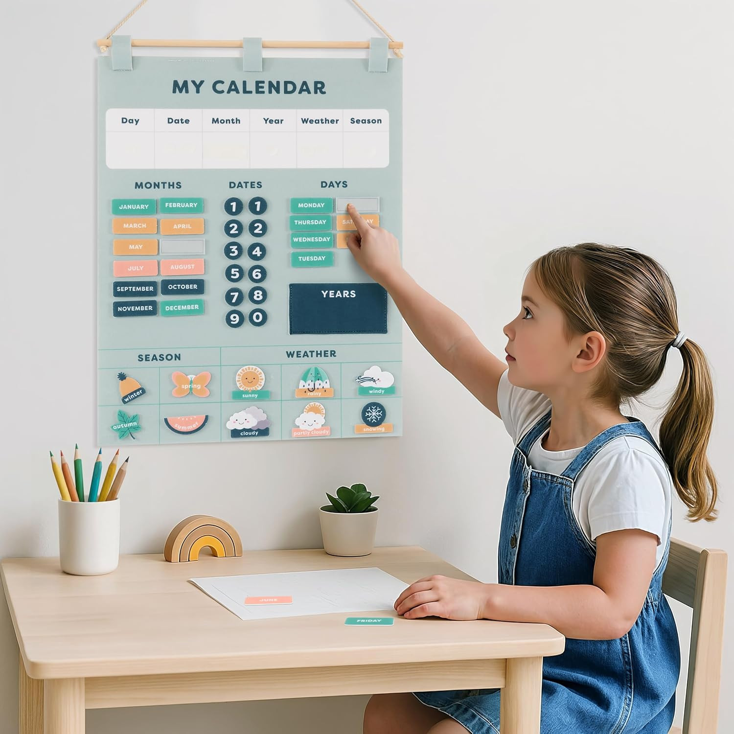 Beautiful Toddler and Kids Calendar – Perfect Homeschool Supplies with Months, D