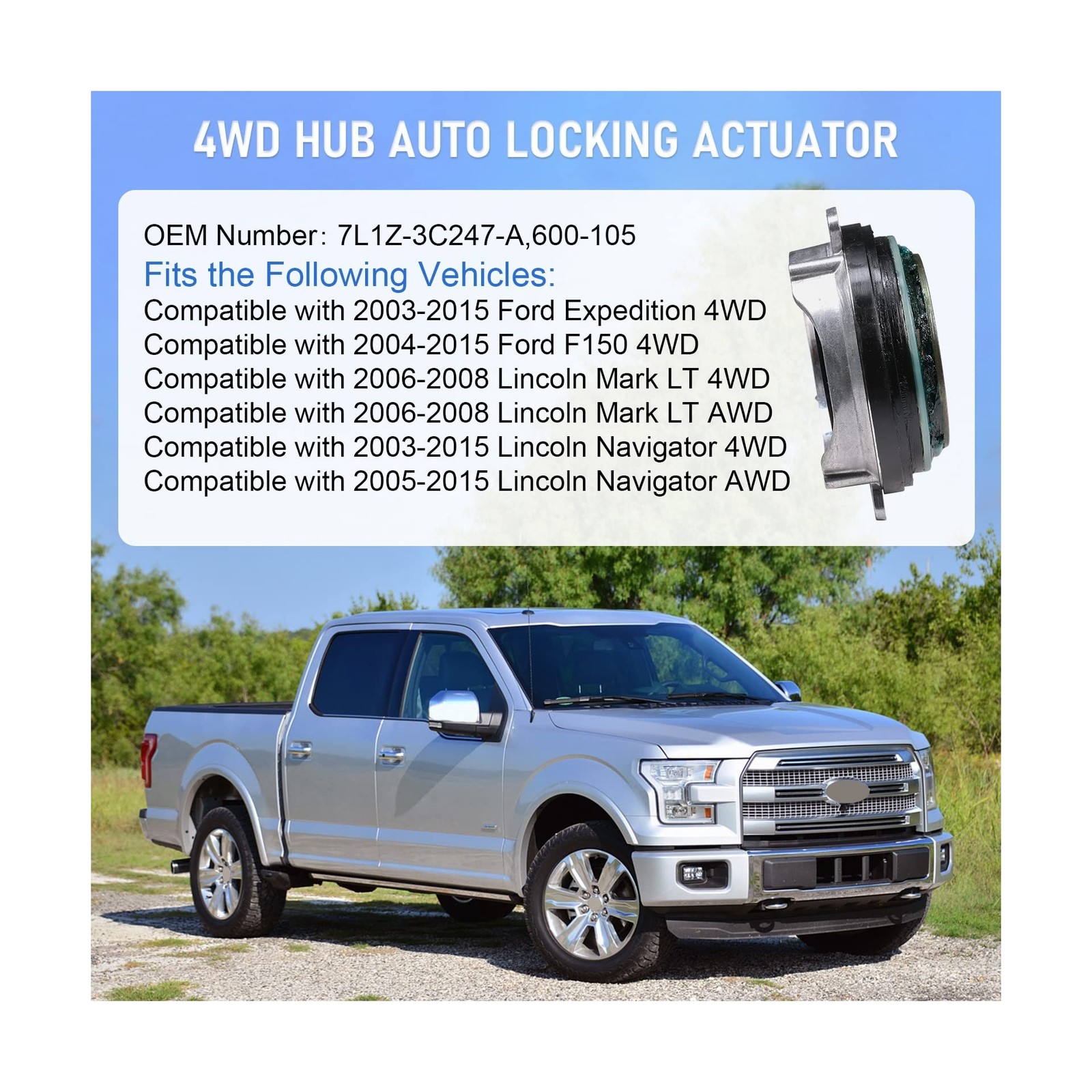 DICMIC 2Pcs 4WD Auto Locking Hub Actuator for 2004-2015 Ford F150 2003-2015 F…