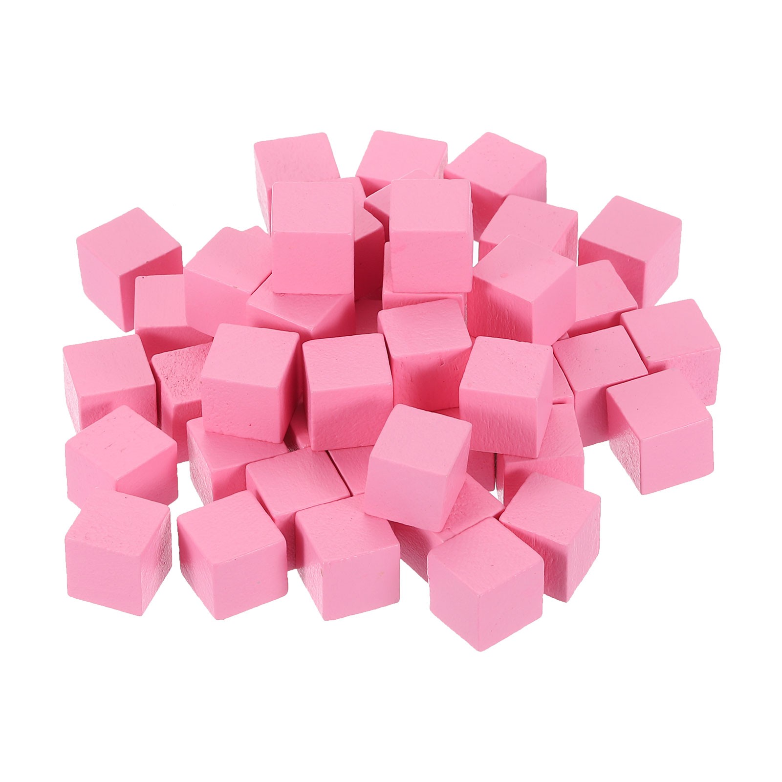 50Pcs Wood Blocks for Crafts, 3/8″ Unfinished Wooden Cube Wood Block, Pink