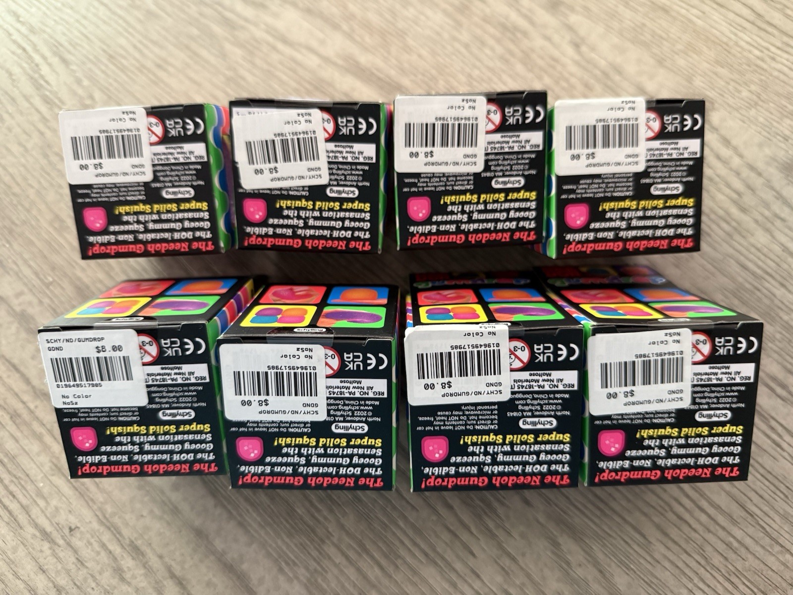 NeeDoh Gumdrop 8 Total Pink Blue Orange Purple Viral Lot Schylling Original NEW