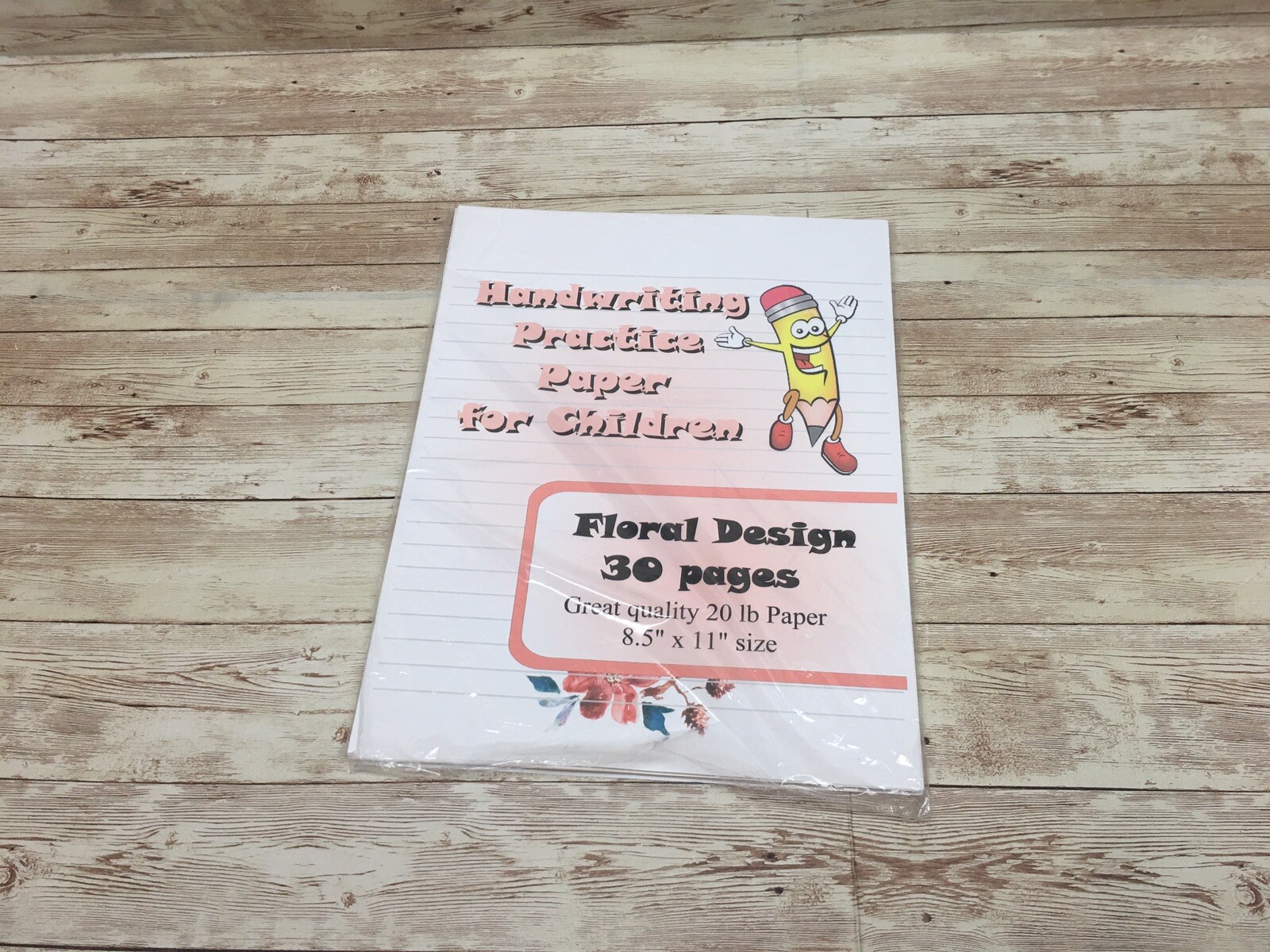 Floral Design – Handwriting Practice Paper For Children – 30 Sheets