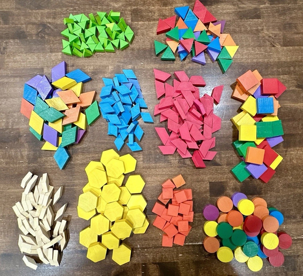 300+ Geometric Shapes Tangram Math Manipulatives Educational Toys Colored Wood