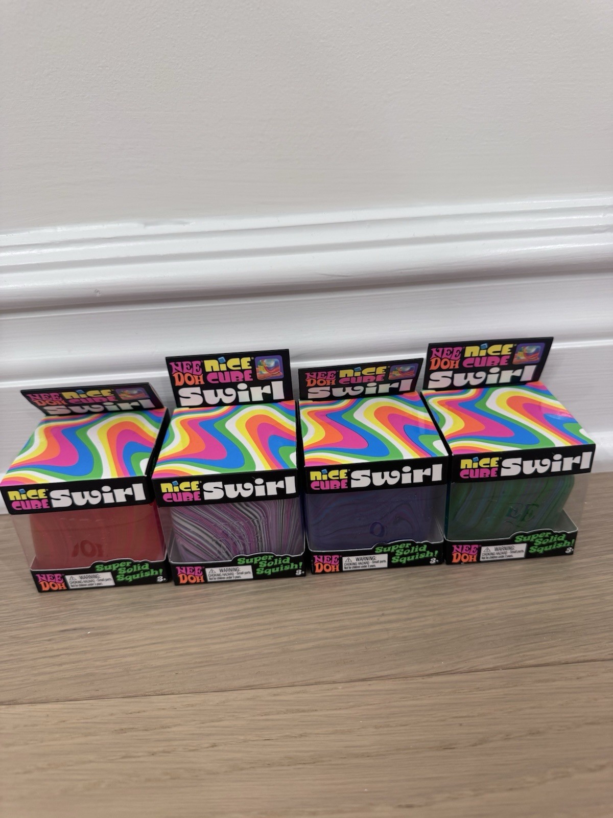 Nee Doh Nice Cube Swirl Orange Green,Purple,& Pink Set of 4