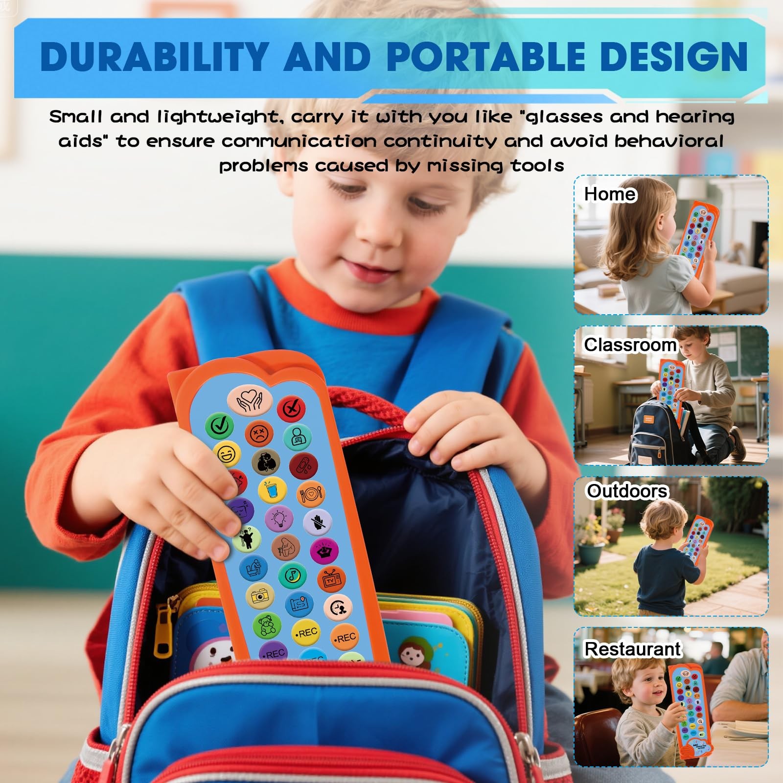 AAC Device for Autism Communication Nonverbal Kids & Blue, Orange