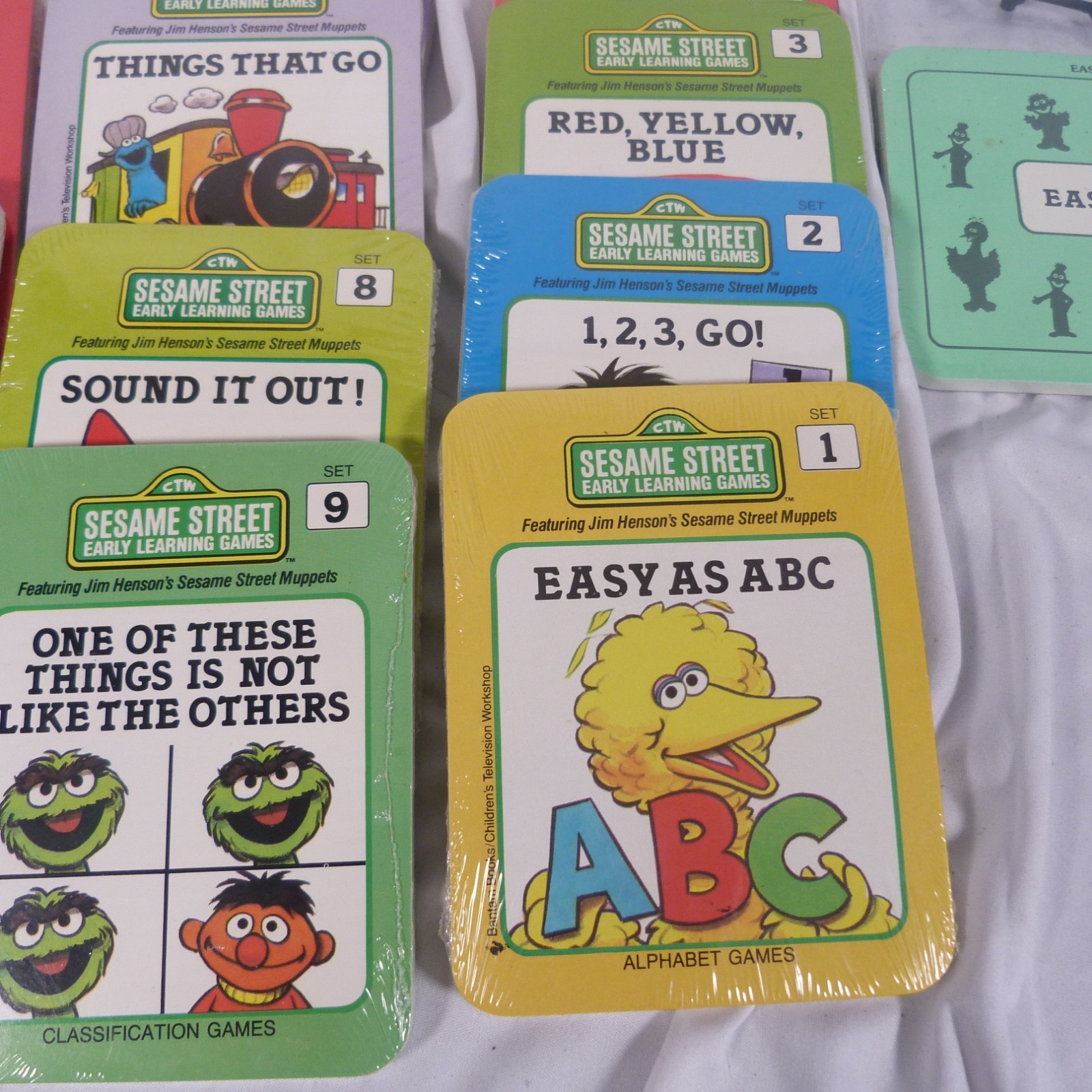Sesame Street Early Learning Games Card Set-20 w/Dividers & Case 1989 unopened