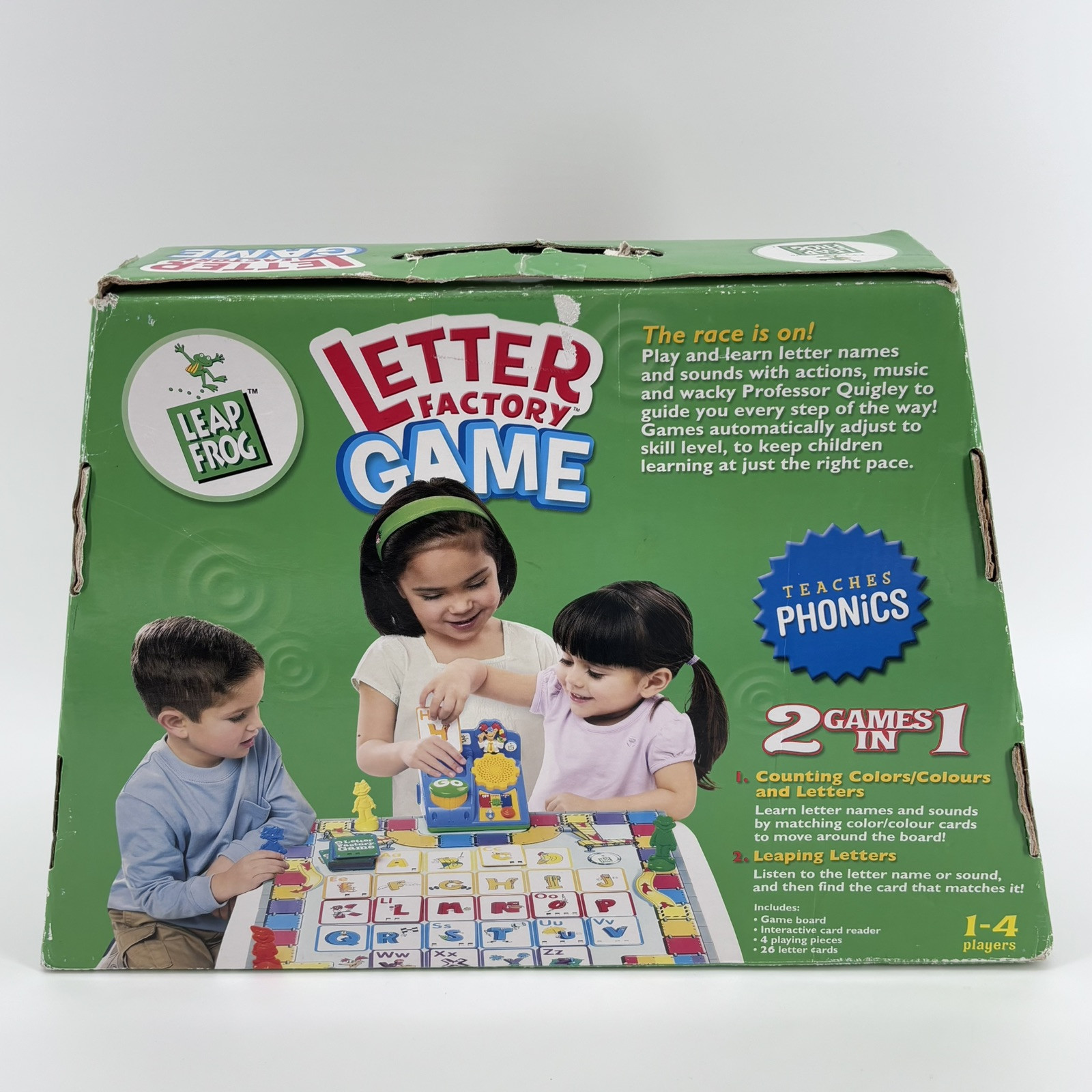 LEAP FROG Letter Factory Board Game *Broken Board/GO Button* Works! Complete