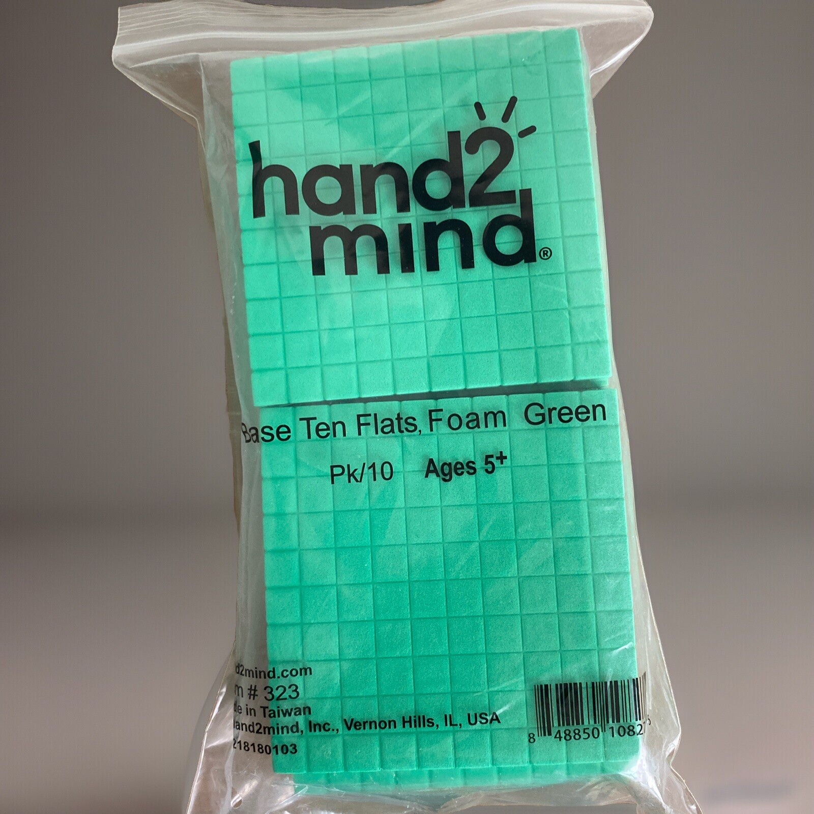 ETA Hand2Mind LOT OF 9 (10-Packs)-Base Ten Flats- Green Foam Manipulatives STEM
