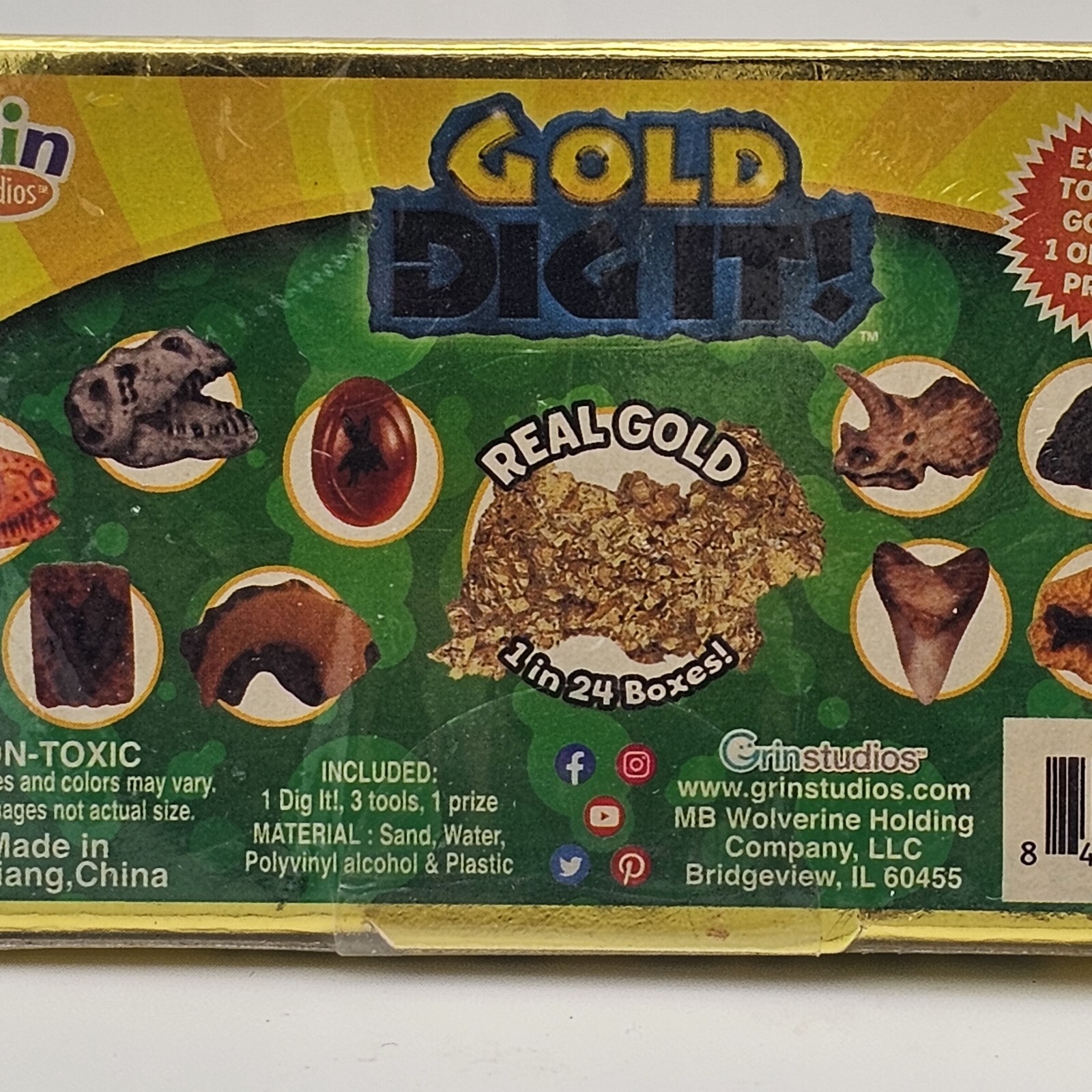 Gold Dig It! Dino Dig! Grin Studios Real Gold 1 in 24 Boxes New Sealed Set Of 2