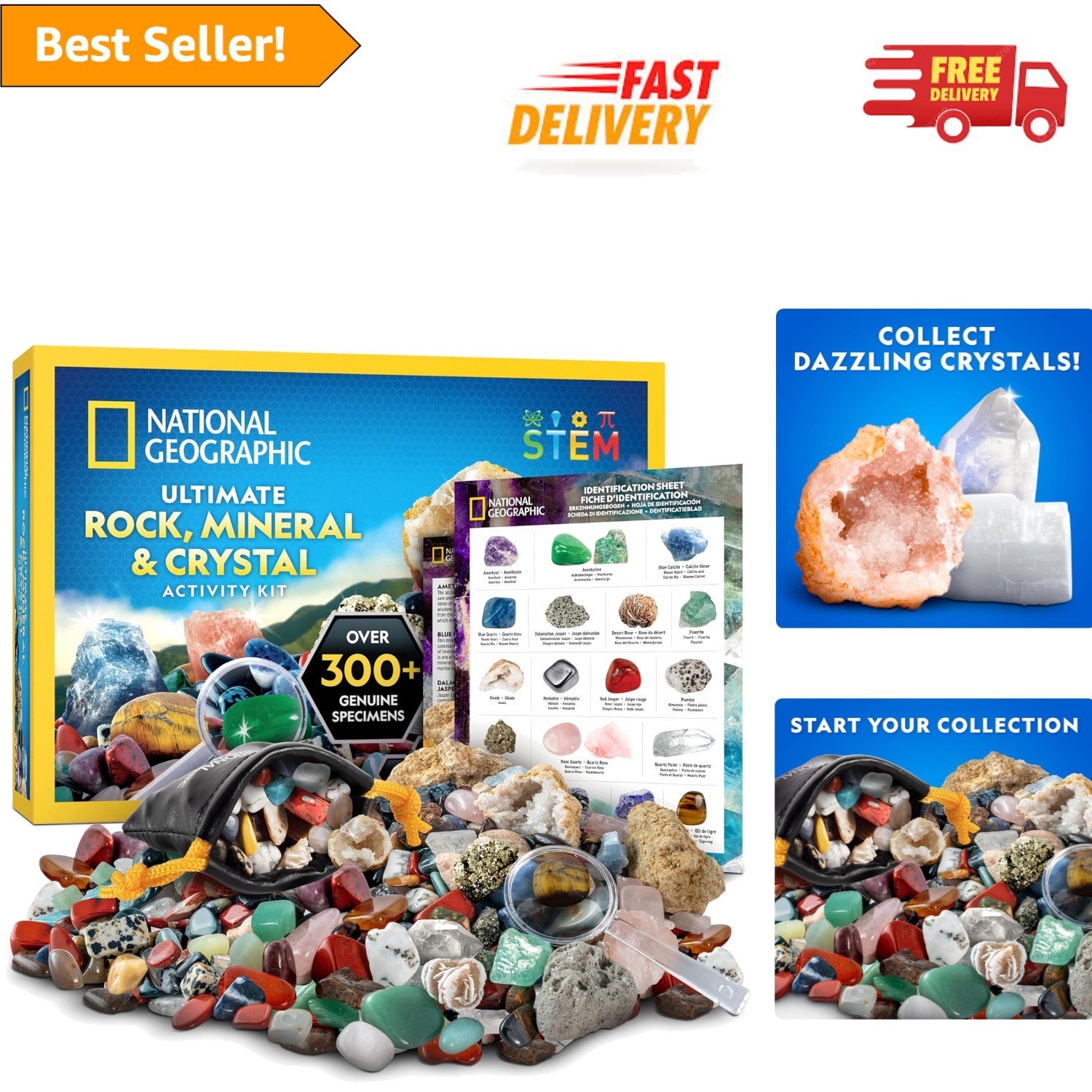 National Geographic 300+ Piece Rock Collection Kit – Geology Fun for Kids
