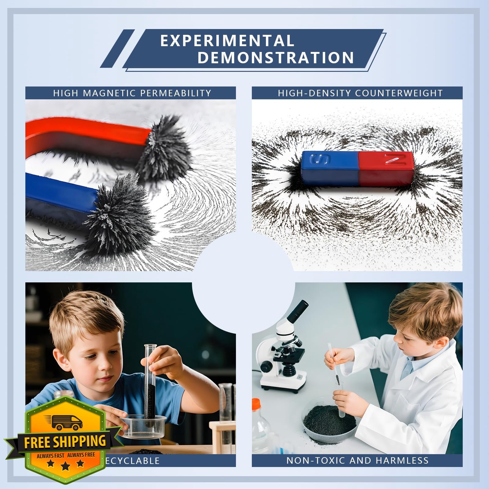 GOODTAKE 16oz Iron Filings Powder, Magnetic Sand for Science Experiments