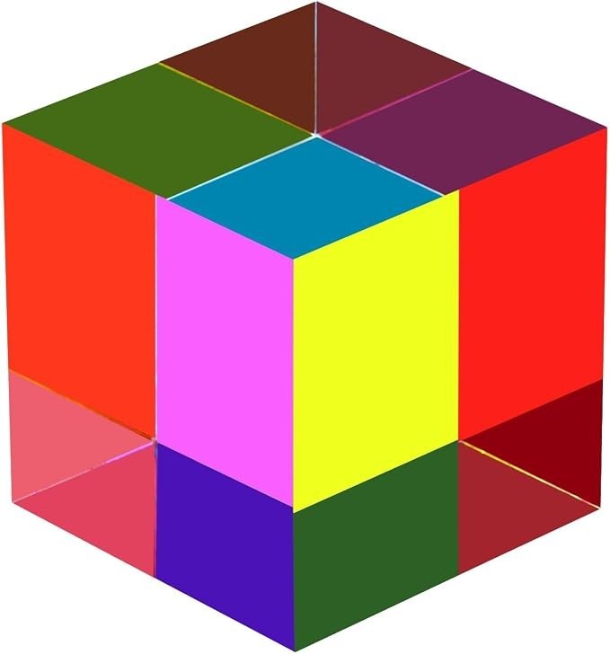 CMY Color Cube, 2.0 Inch (50Mm) Acrylic Mixing Color Cube Prism for Physics Educ