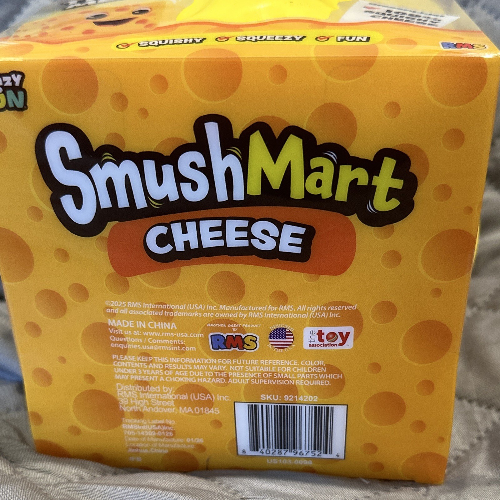 RMS SmushMart Cheese Squishy Tactile Squeeze Toy Ages 6+ Yellow/Orange 9214202