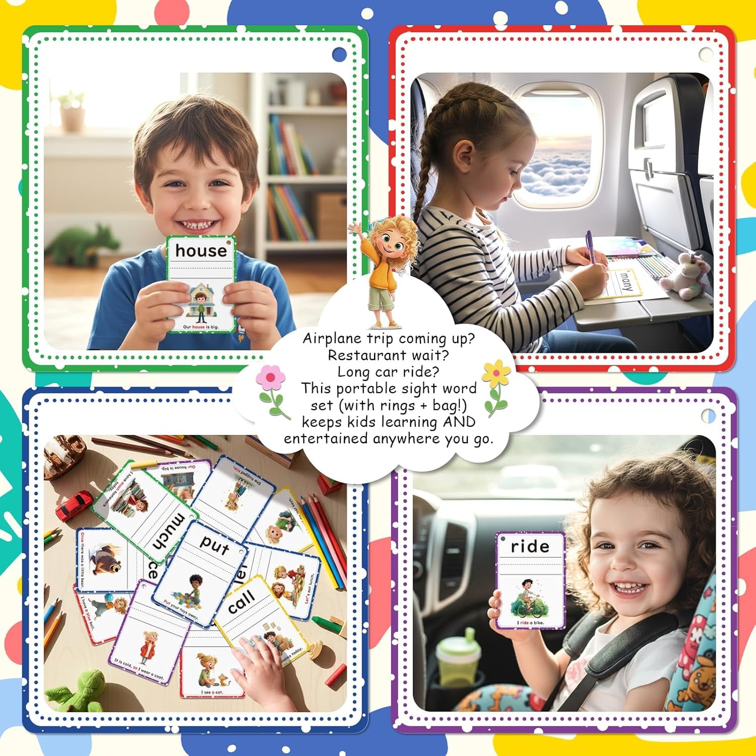 Dolch Sight Words Flash Cards for Kids Ages 4-8 Kindergarten Learning Tool Set