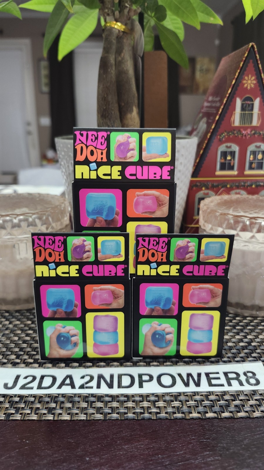 AUTHENTIC NEE DOH NICE CUBE SUPER SOLID SQUISH LOT OF 3 PINK_PURPLE_BLUE NEW HTF
