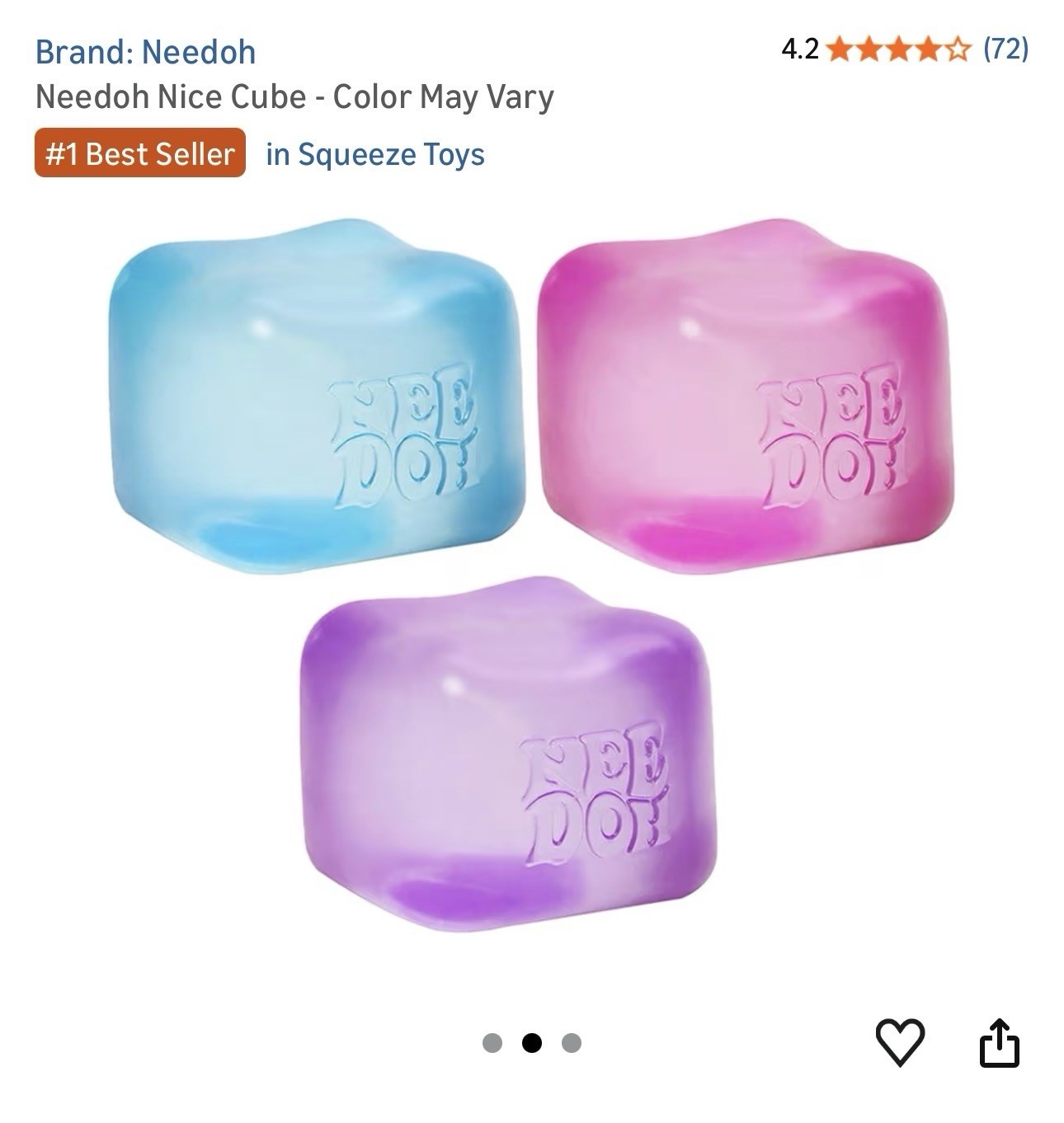 Needoh Nice Cube – Sensory Squeeze Toy with Super Solid Squish – 2.25″ Cube.