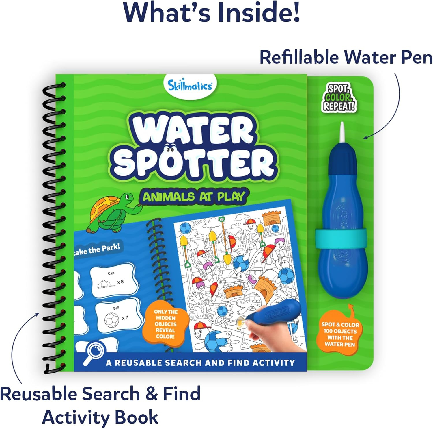 Reusable Search & Find Book – Water Spotter, Mess-Free Paint with Water Kit, …