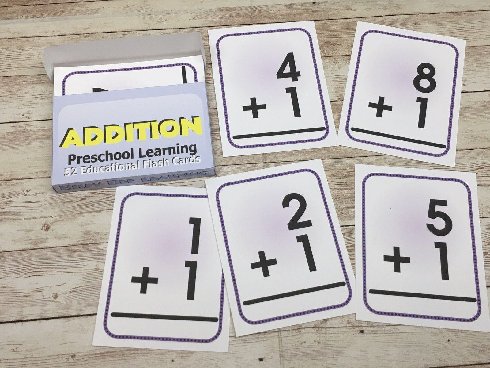 Addition – Busy Bee Preschool Learning – 52 Educational Flash Cards