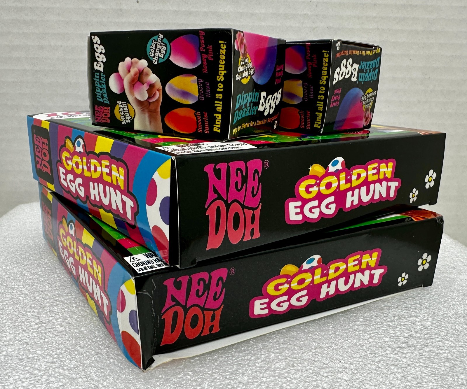 x2 Nee Doh Golden Egg Hunt 10 Squishy Squeezable Surprises
