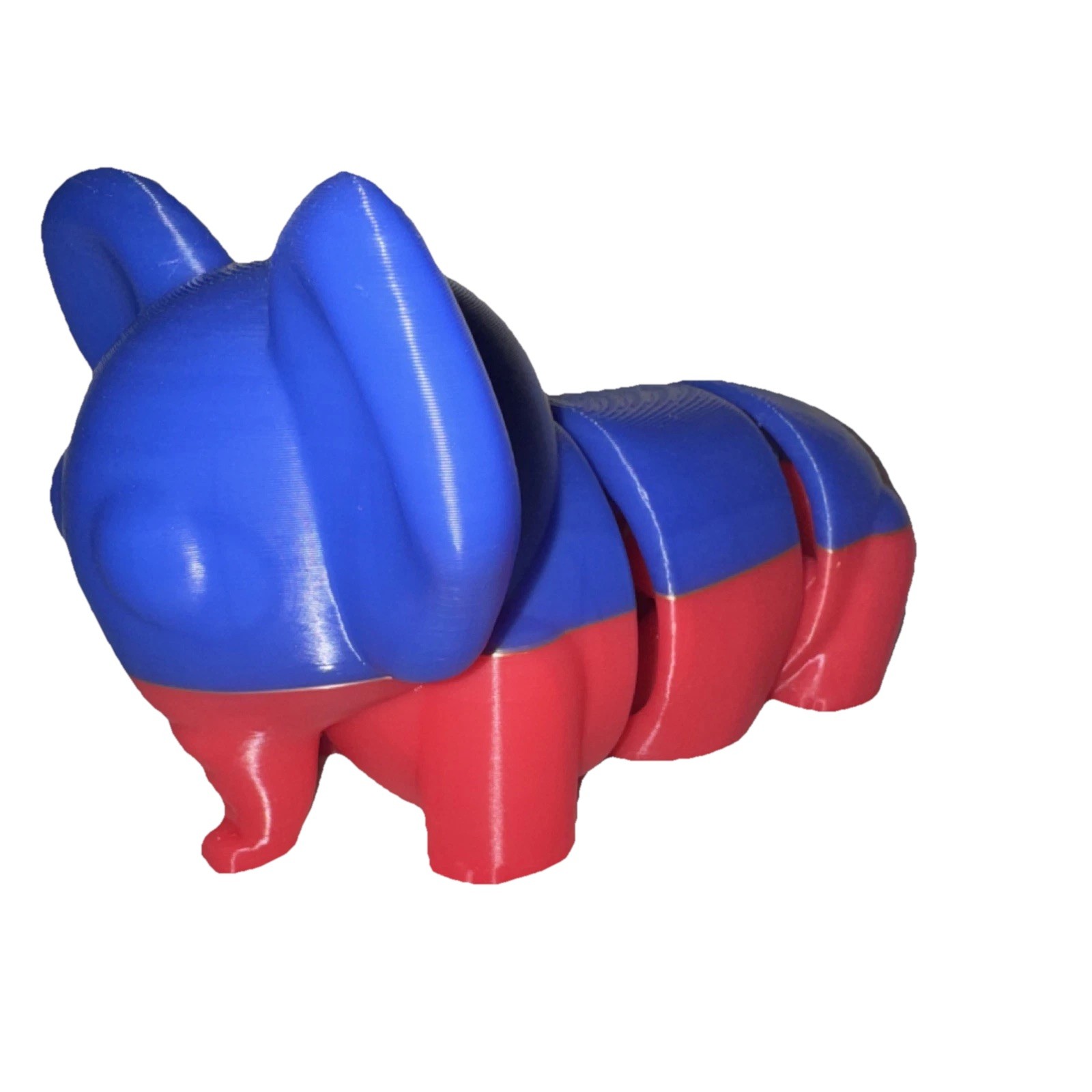 HUGE Color Changing Articulated Elephant Blue & Pink to Clear. 10×7 inches