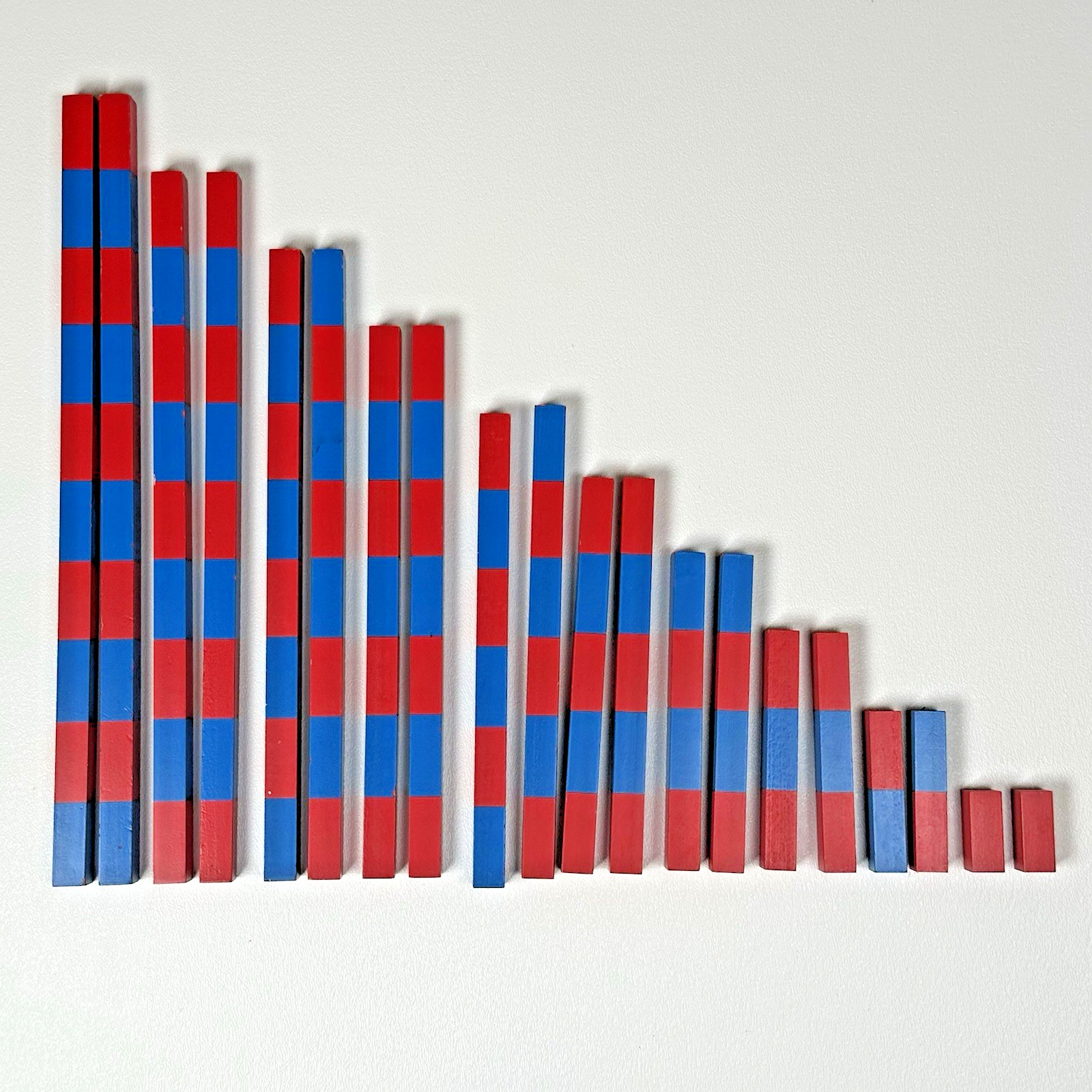 Montessori Style Math Set Wooden Number Tiles Counters Red Blue Rods