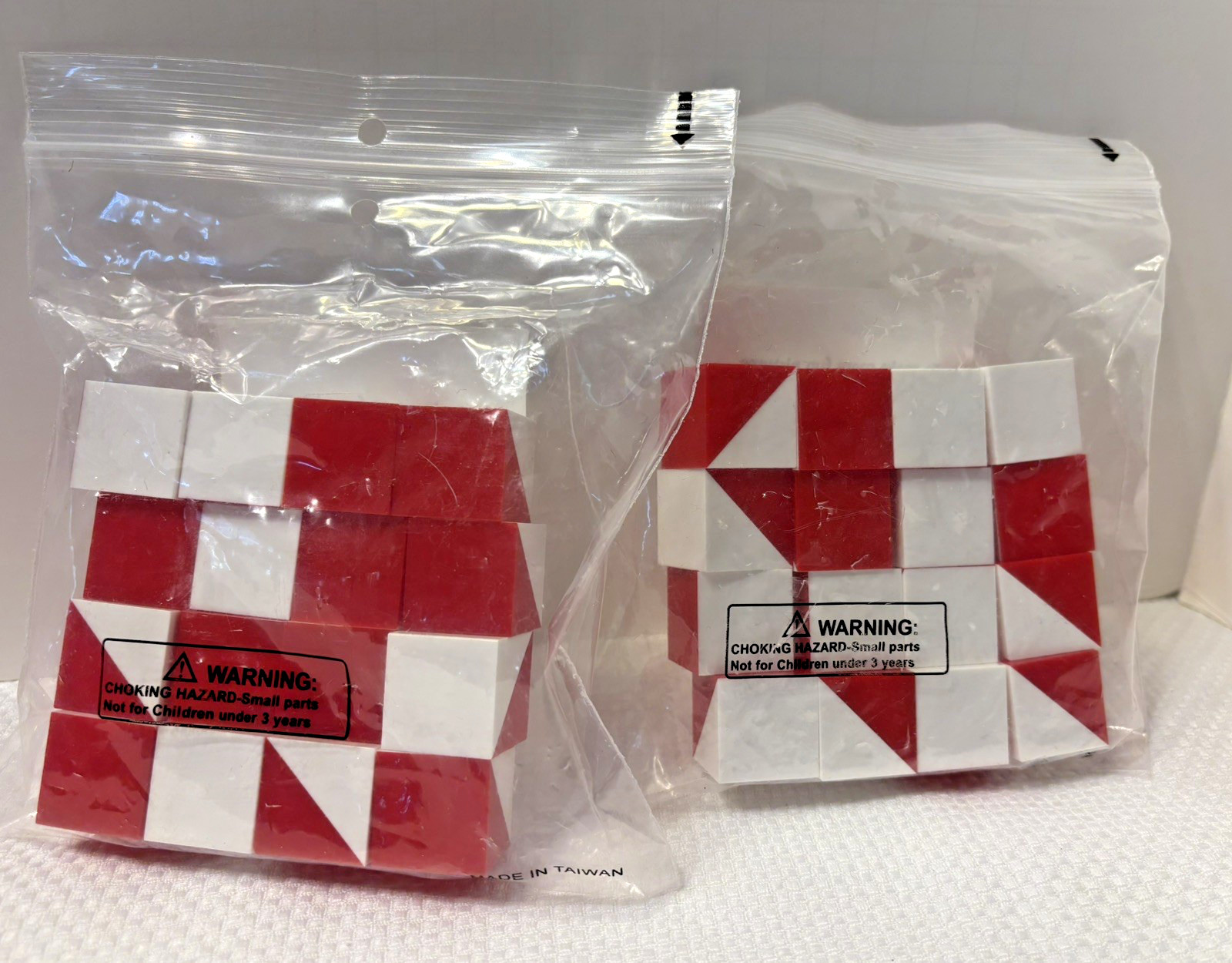 Lot of 2 NEW Bedtime Math SUPER CUBE SHUFFLE Blocks red white puzzle pattern