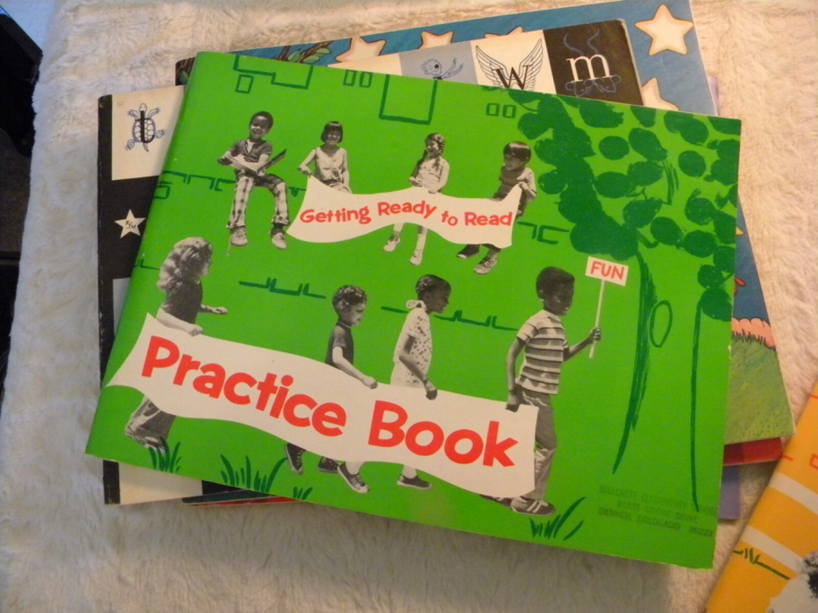 vintage Houghton Mifflin Getting Ready to Read 71 plastic toys, 6 wkbks, letters