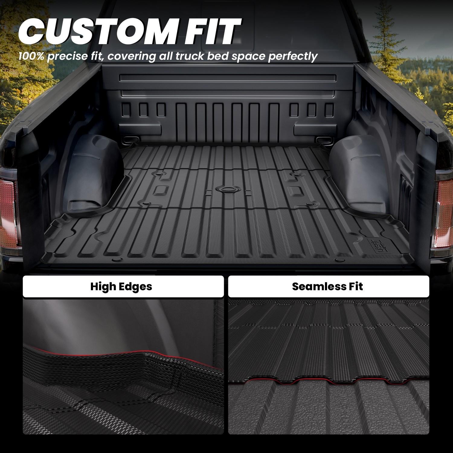 2017-2026 Ford F250 F350 F450 Bed Liner 8-Foot Truck Bed Mat Heavy-Duty Rubber