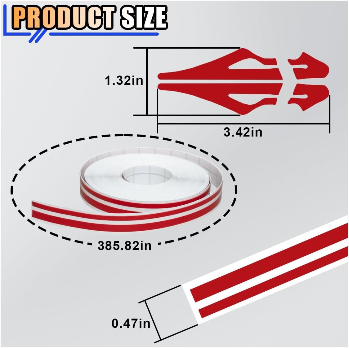 32Ft Car Pinstriping Tape, Vinyl Pin Striping Decals Car Trim Stripe Tape Red
