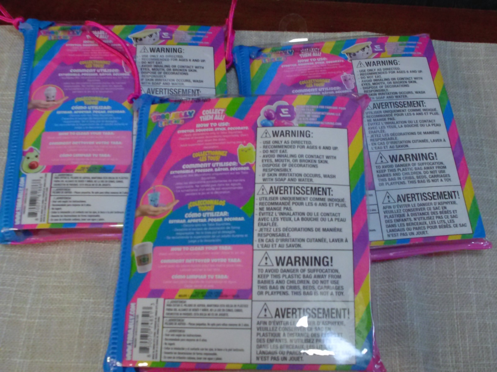 3 Taba Jelly Squeezeables PINK SHAKE AND BLUE CUP Squishy, SCENTED Squeeze Toy