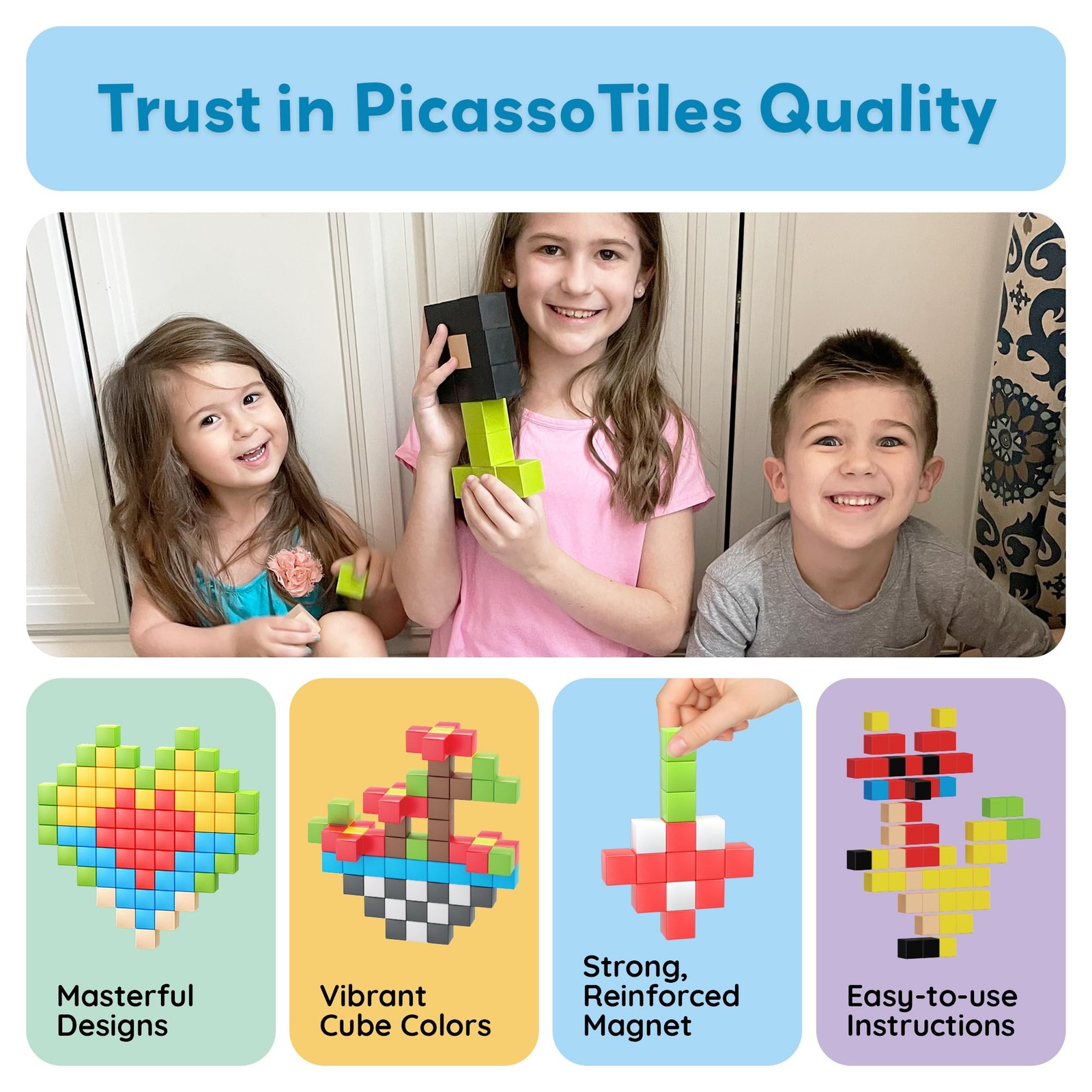 108pcs 1” Magnetic Puzzle Cubes Magnet Toys Preschool Large