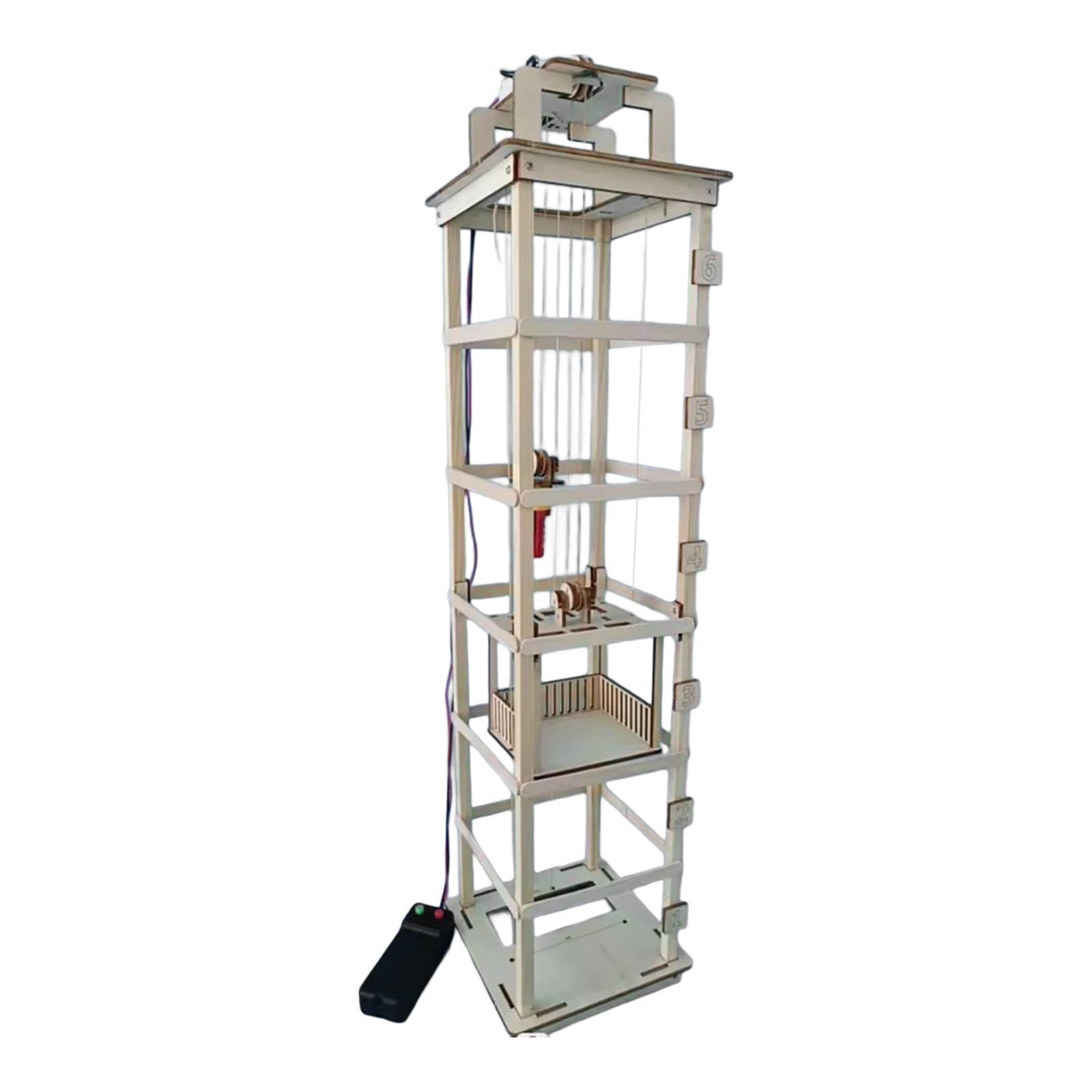 Wooden Elevator Model DIY Assembly Science Building Kit for Boys Girls Gift