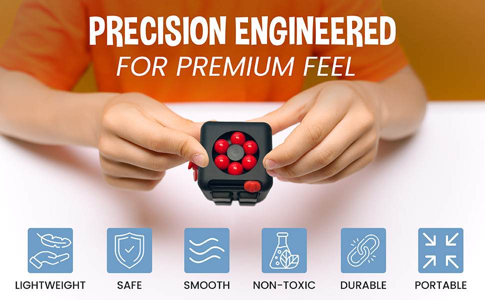 Fidget Cube 9-in-1 Ultimate Sensory Fidget Toy for Stress&Anxiety Relief[BlkRed]
