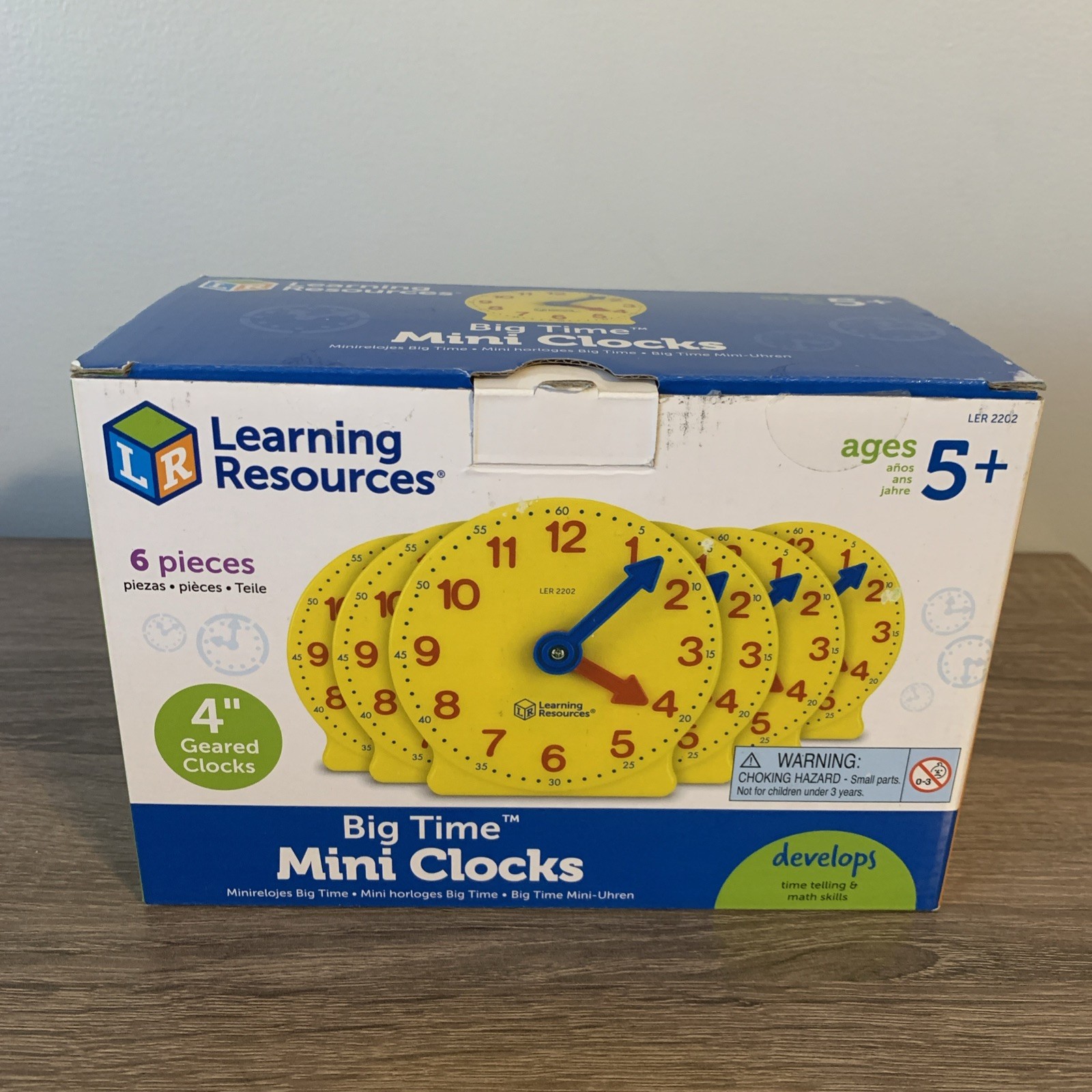 NEW LEARING RESOURCE 6 PIECE 4″ BIG TIME MINI LEARNING CLOCKS **