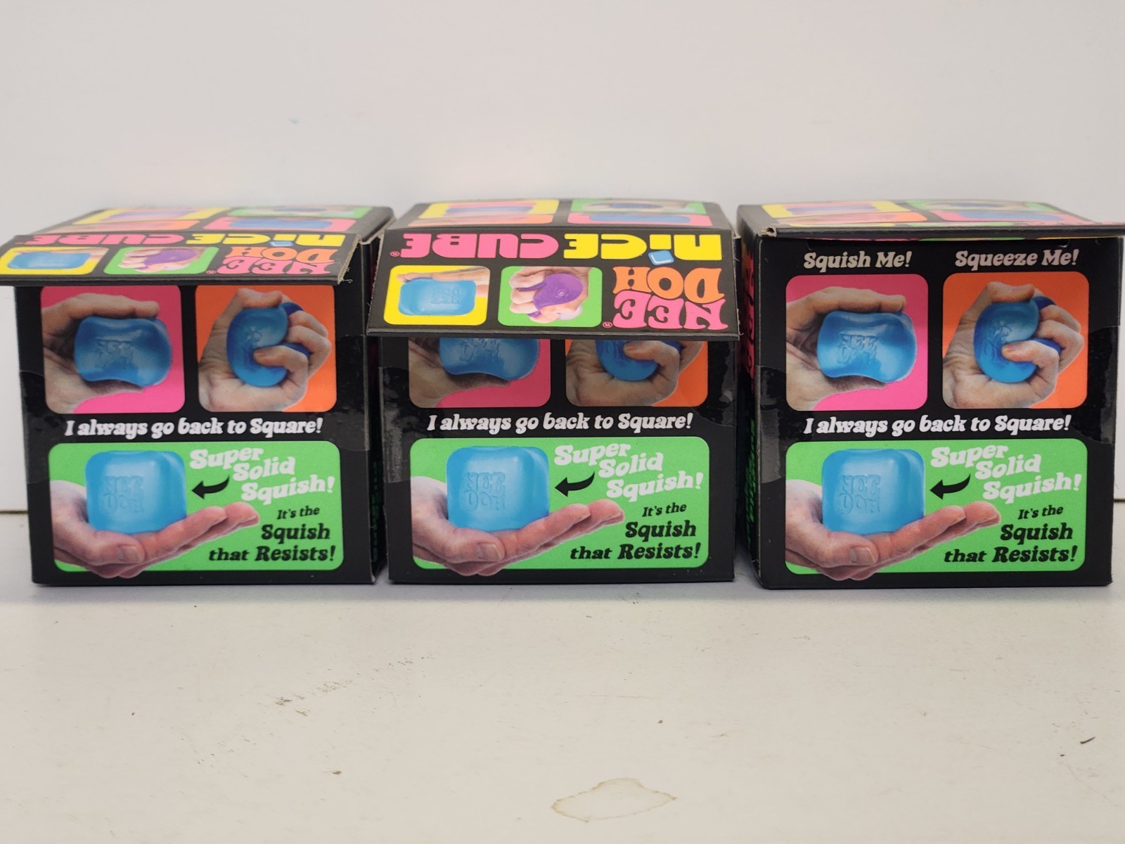 NeeDoh Nice Cube Super Solid Squish Purple,Pink,& Blue Lot Of 3 (FREE SHIPPING)