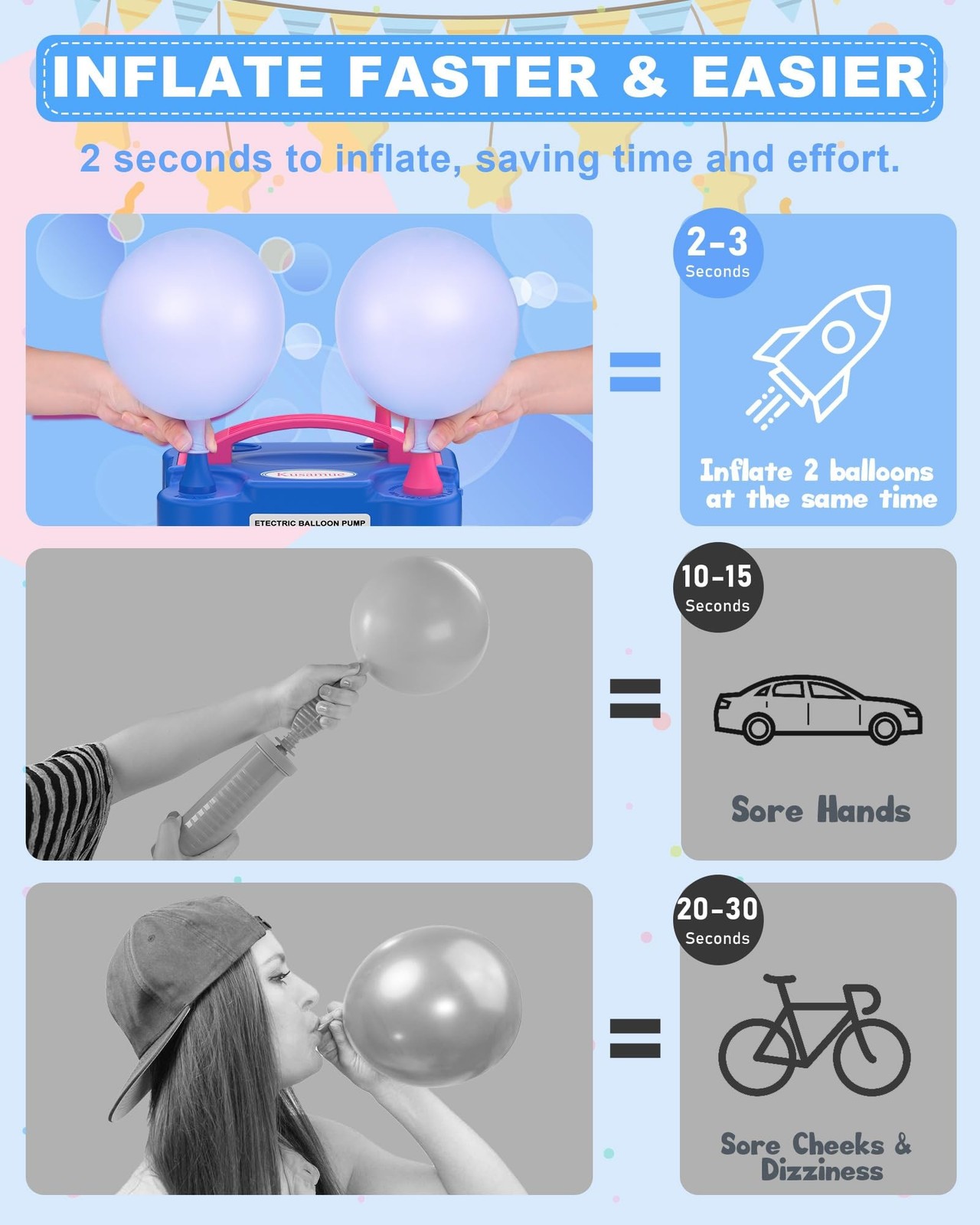 Electric Balloon Pump, Balloon Inflator Machine for Balloons at Home, Portabl…