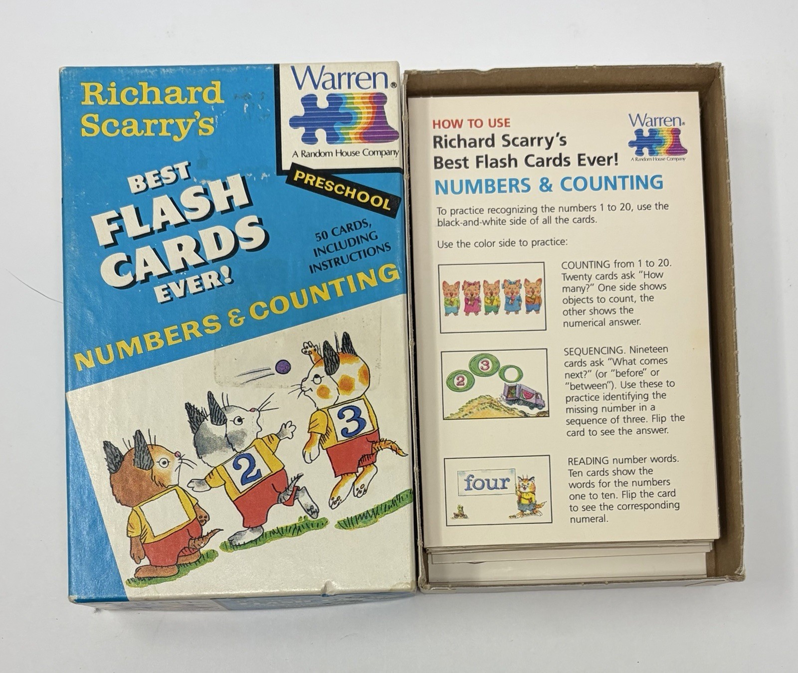 1987 Vintage Richard Scarry Flash Cards Numbers Counting Preschool Math Box Set