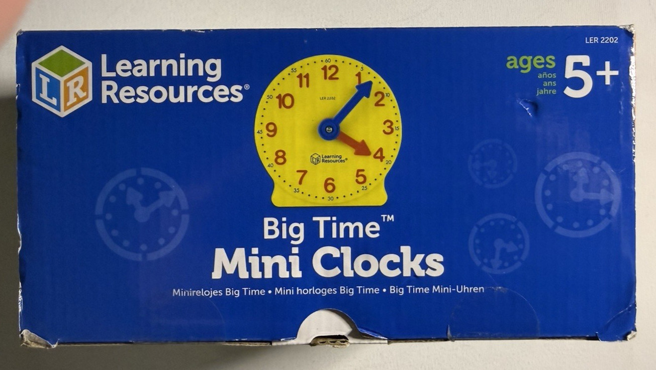 Big Time Geared Mini-Clocks For Time Telling & Math Skills Set of 6