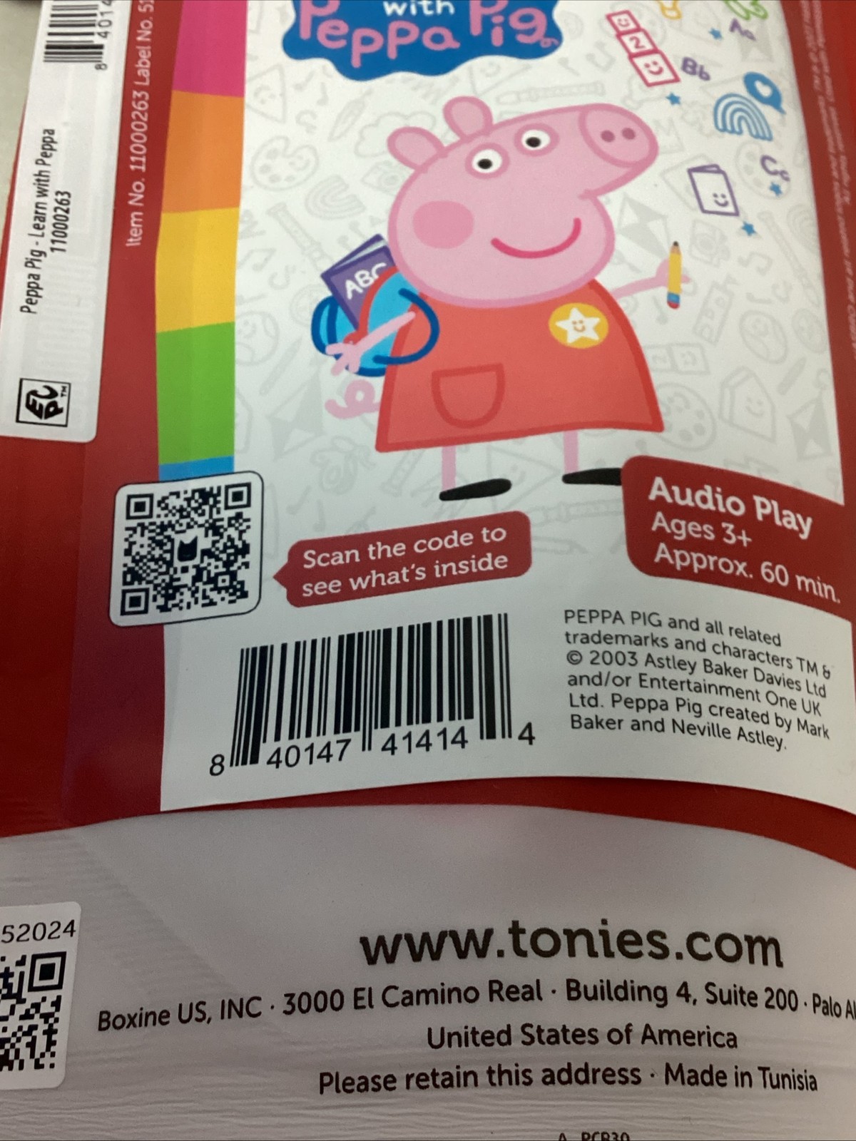 TONIES – Peppa Pig: Learn w/ Peppa Audio Play Character Kids Toy Figurine NEW