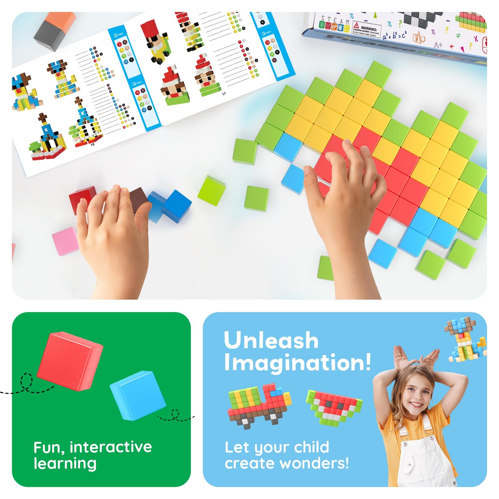108pcs 1” Magnetic Puzzle Cubes Magnet Toys Preschool Large