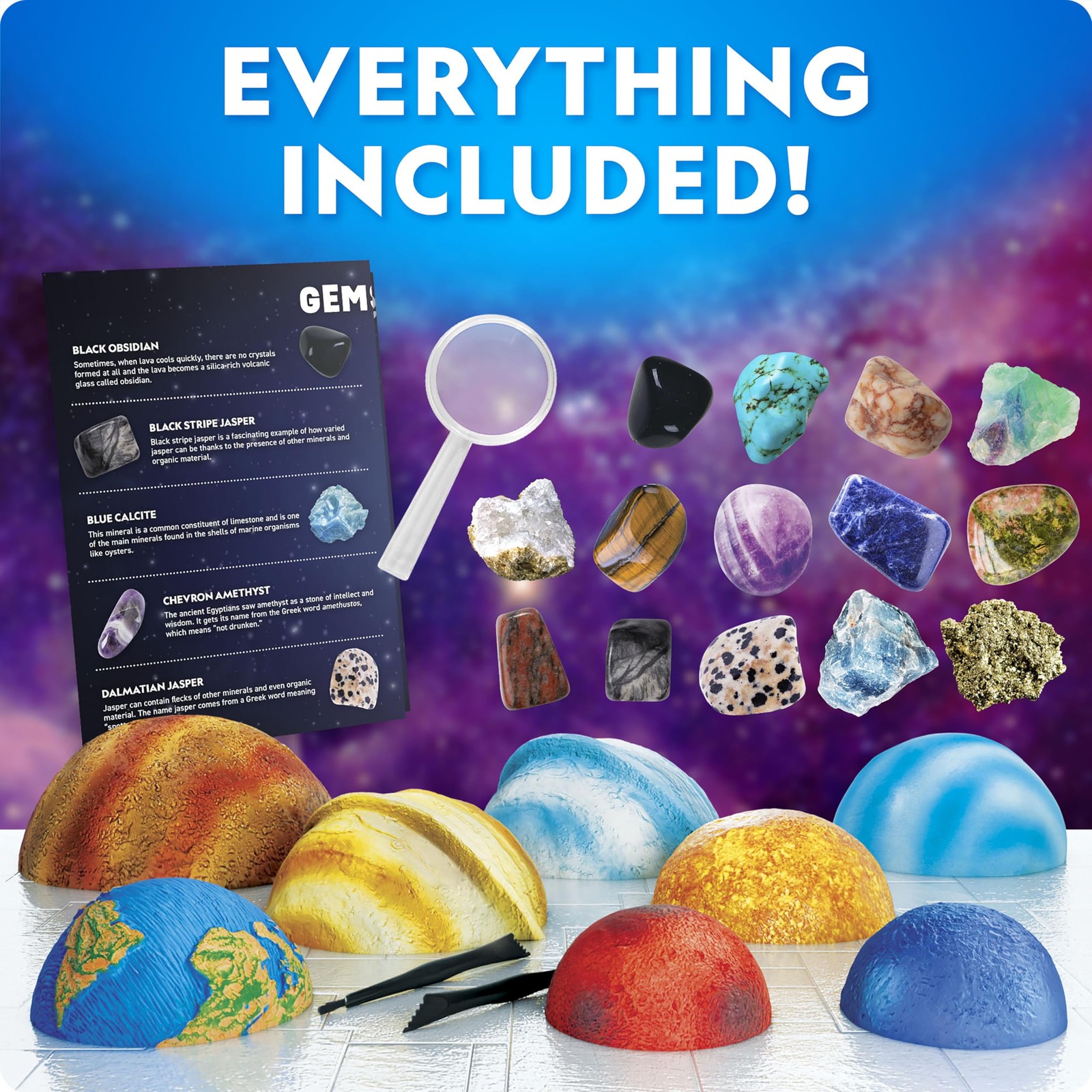 National Geographic Ultimate Space Gemstone Dig Kit – 8 Planet-Shaped Bricks …