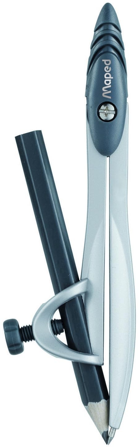 Maped Study Metal Compass with Universal Holder 2 Count (Pack of 1), Black