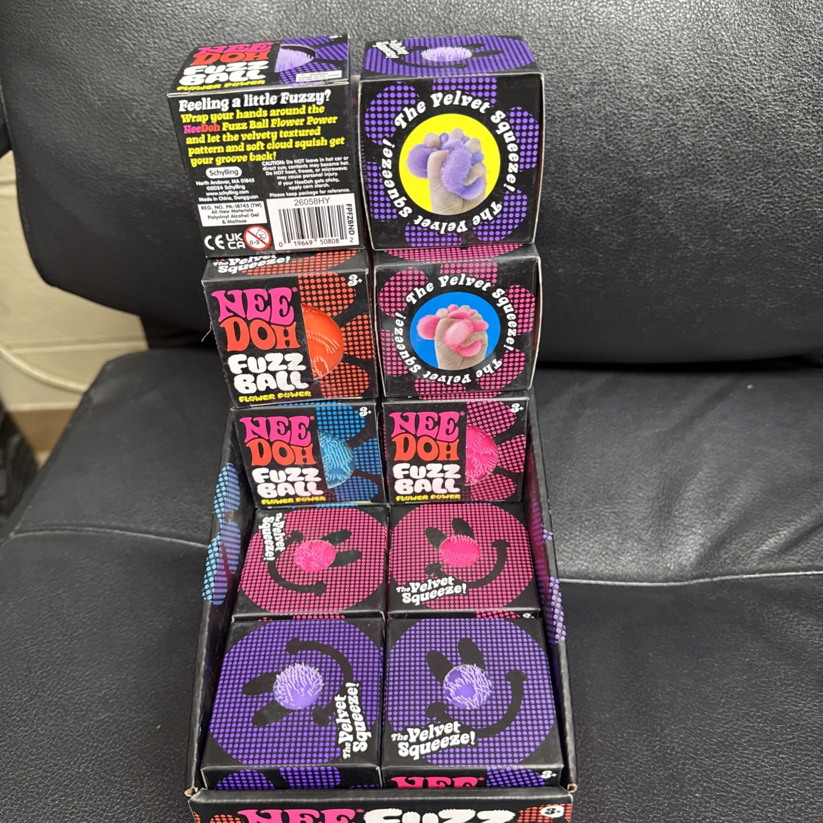 Lot of 12 Nee Doh FUZZ BALL Flower Power Squish Stress Ball Fuzzball NeeDoh NEW
