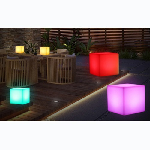 RGB Light Up Square Cube LED 12″ Party Decor Lighting Furniture With 15m Remote