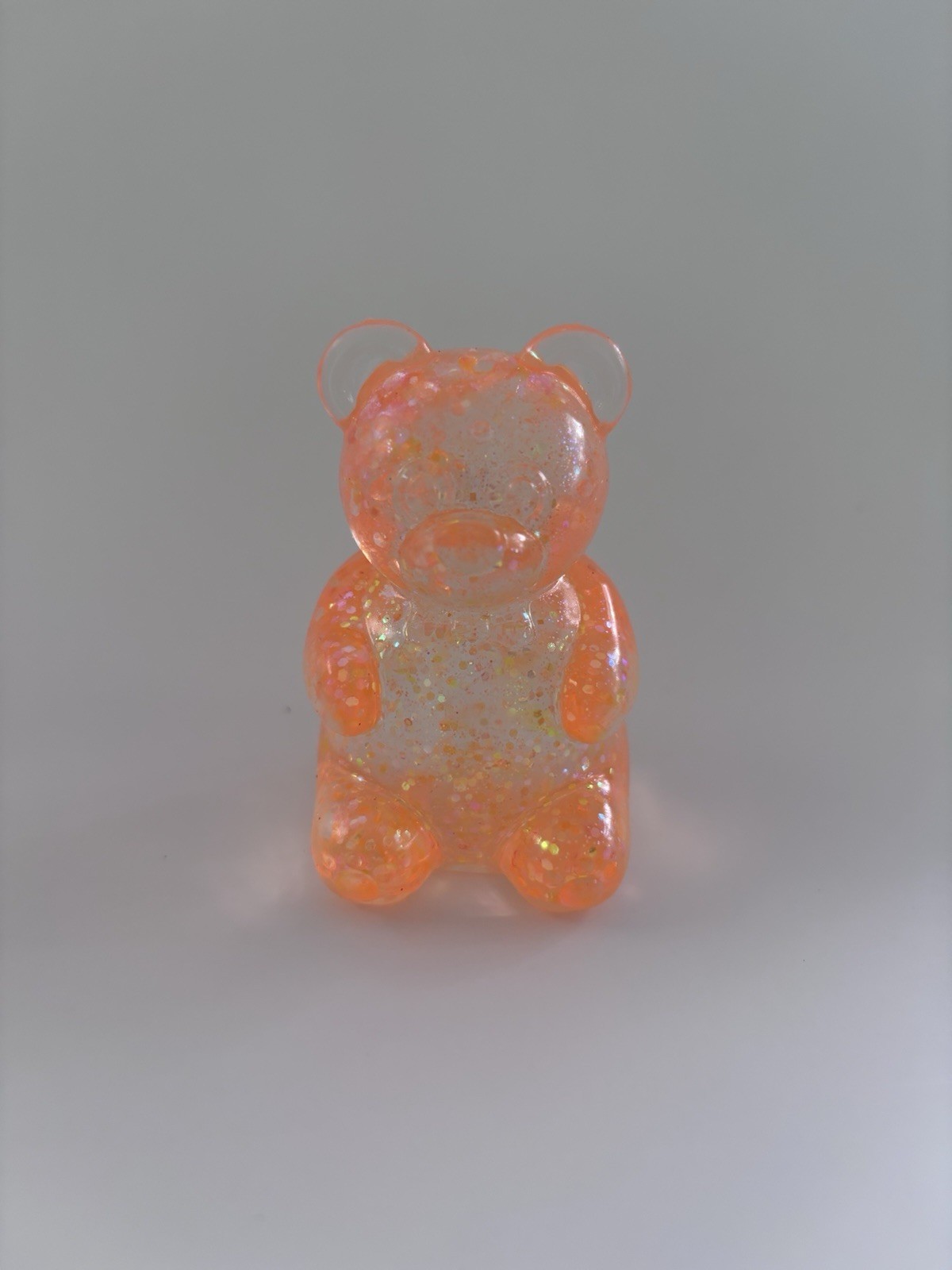 Gummy Bear Squishy Squeeze Toy, Orange Glitter, Ages 3-5 Years