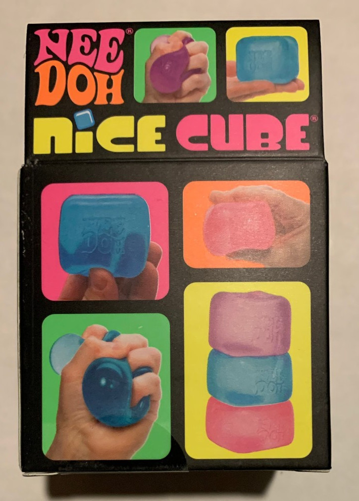 NEE DOH NICE CUBE SUPER SOLID SQUISH SQUEEZE TOY LOT OF 3 BLUE PURPLE PINK NEW